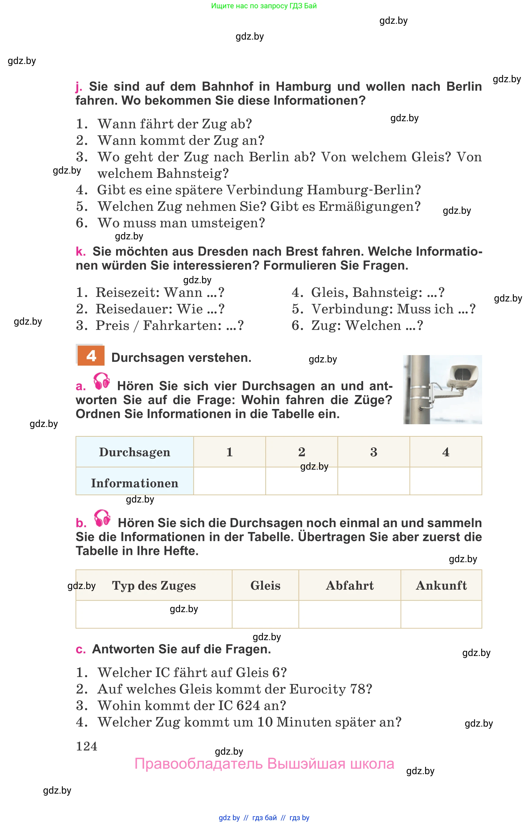 Немецкий язык (Deutsch), 11 класс Учебник (Schülerbuch), авторы: Будько Антонина Филипповна (Budjko Antonina), Урбанович Инна Ювинальевна (Urbanowitsch Ina), издательство Вышэйшая школа, Минск, 2019, бирюзового цвета, страница 124