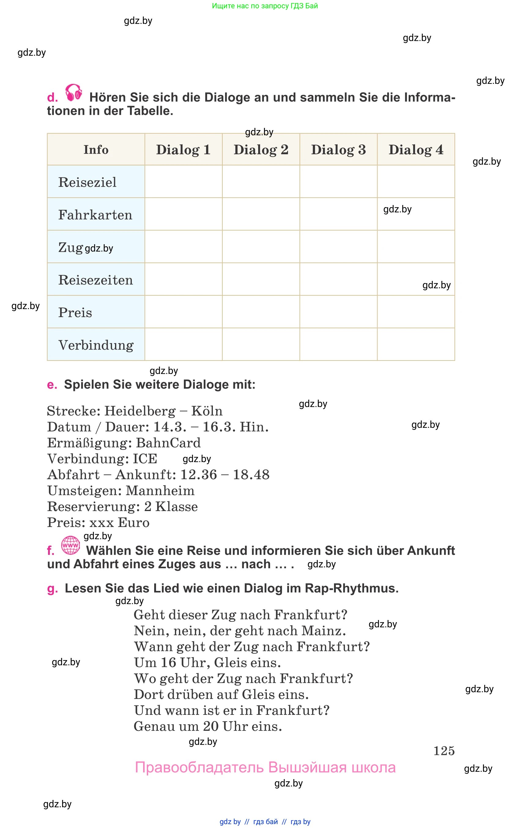 Немецкий язык (Deutsch), 11 класс Учебник (Schülerbuch), авторы: Будько Антонина Филипповна (Budjko Antonina), Урбанович Инна Ювинальевна (Urbanowitsch Ina), издательство Вышэйшая школа, Минск, 2019, бирюзового цвета, страница 125