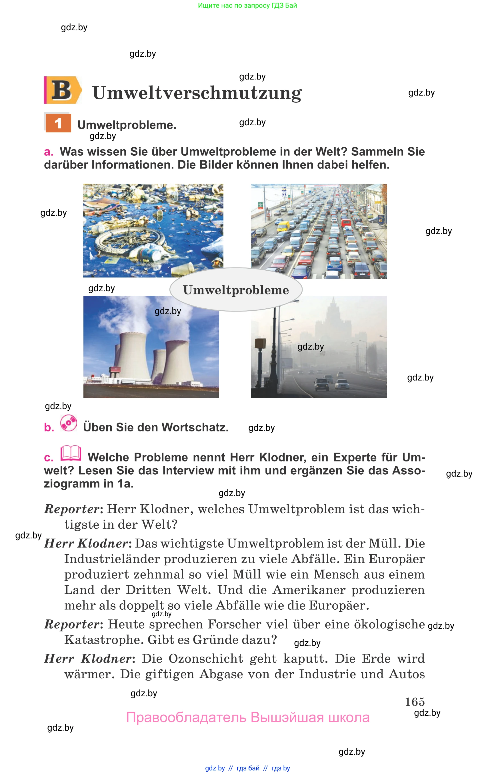 Немецкий язык (Deutsch), 11 класс Учебник (Schülerbuch), авторы: Будько Антонина Филипповна (Budjko Antonina), Урбанович Инна Ювинальевна (Urbanowitsch Ina), издательство Вышэйшая школа, Минск, 2019, бирюзового цвета, страница 165