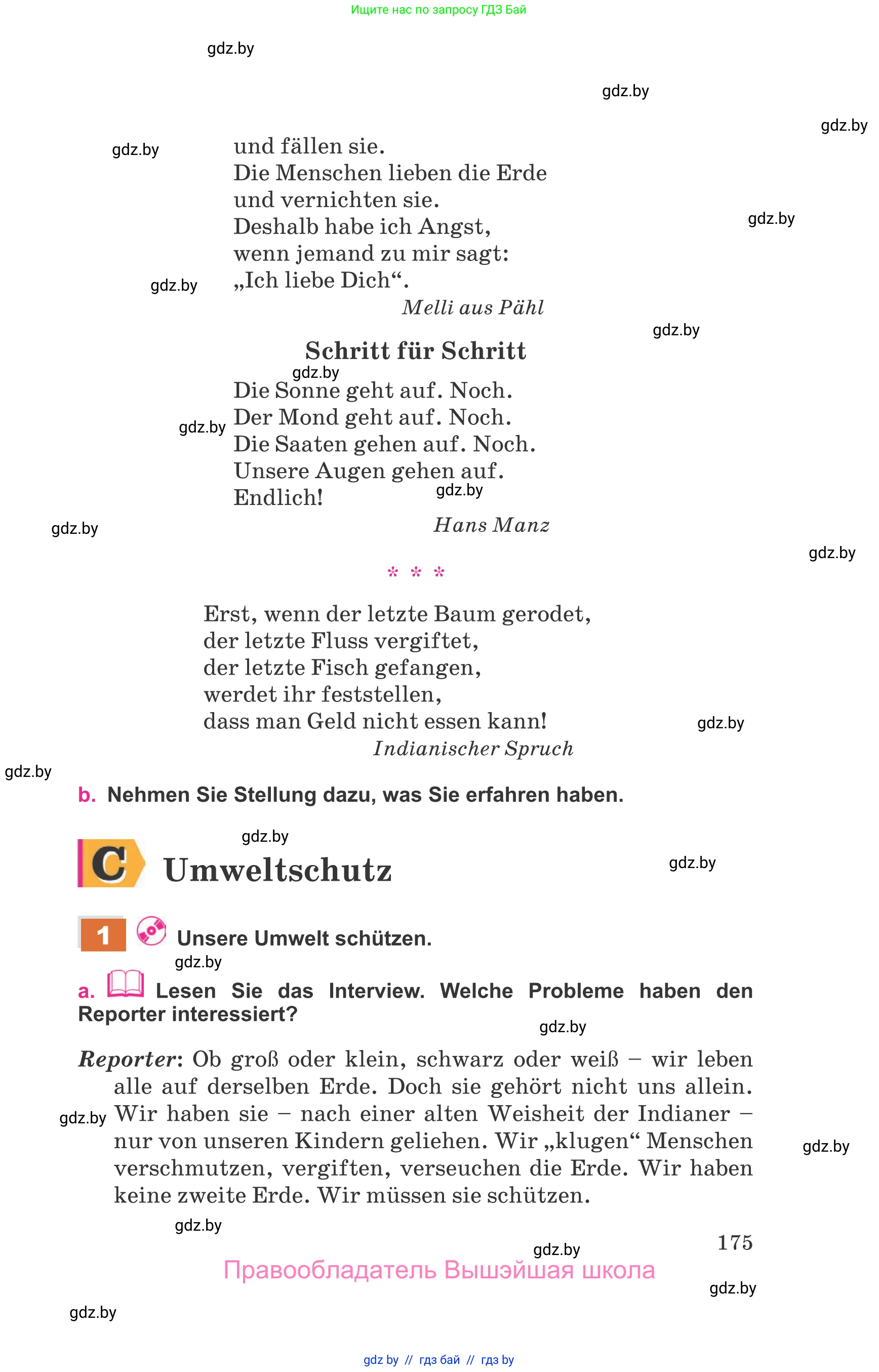 Немецкий язык (Deutsch), 11 класс Учебник (Schülerbuch), авторы: Будько Антонина Филипповна (Budjko Antonina), Урбанович Инна Ювинальевна (Urbanowitsch Ina), издательство Вышэйшая школа, Минск, 2019, бирюзового цвета, страница 175
