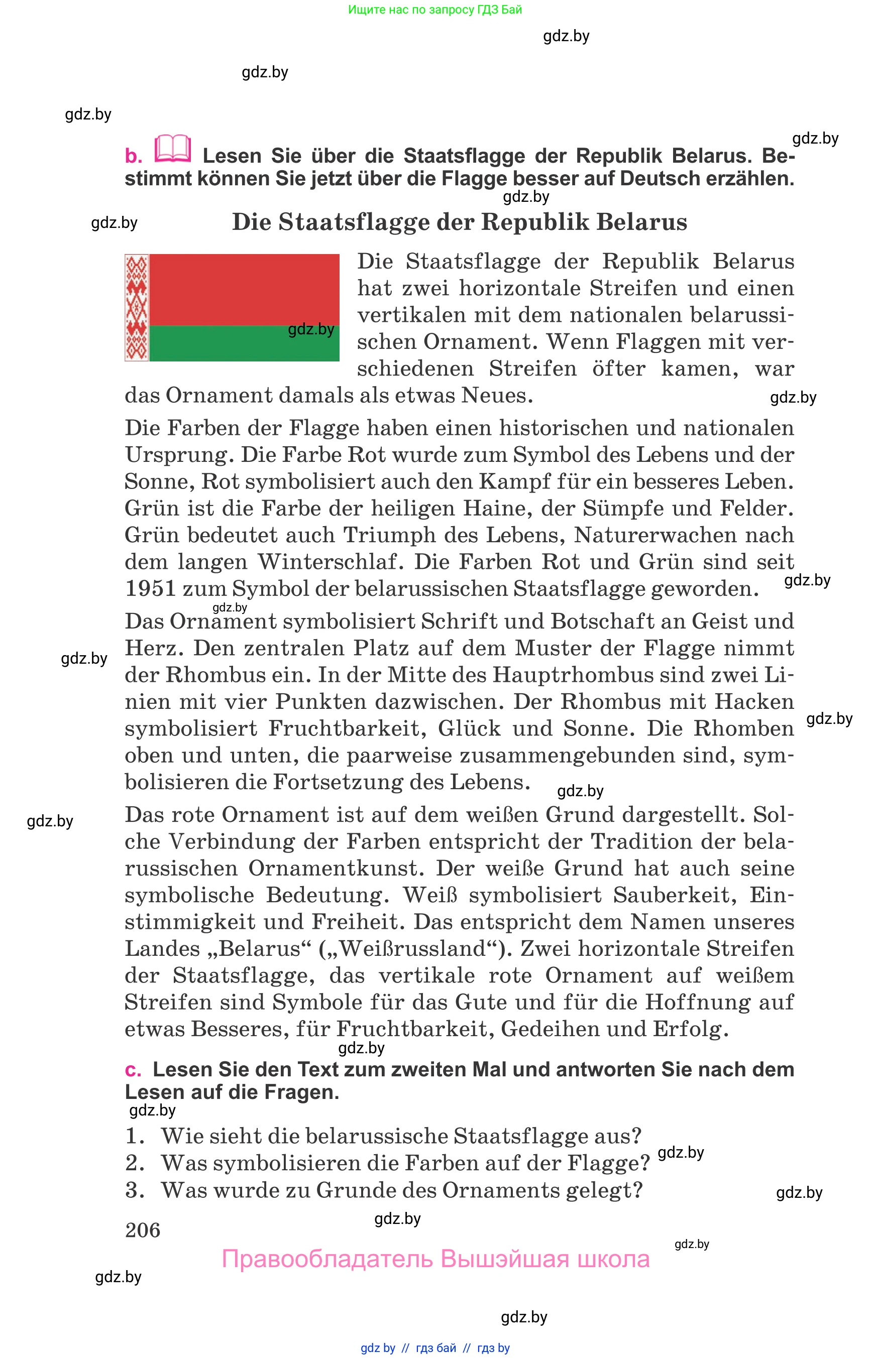 Немецкий язык (Deutsch), 11 класс Учебник (Schülerbuch), авторы: Будько Антонина Филипповна (Budjko Antonina), Урбанович Инна Ювинальевна (Urbanowitsch Ina), издательство Вышэйшая школа, Минск, 2019, бирюзового цвета, страница 206