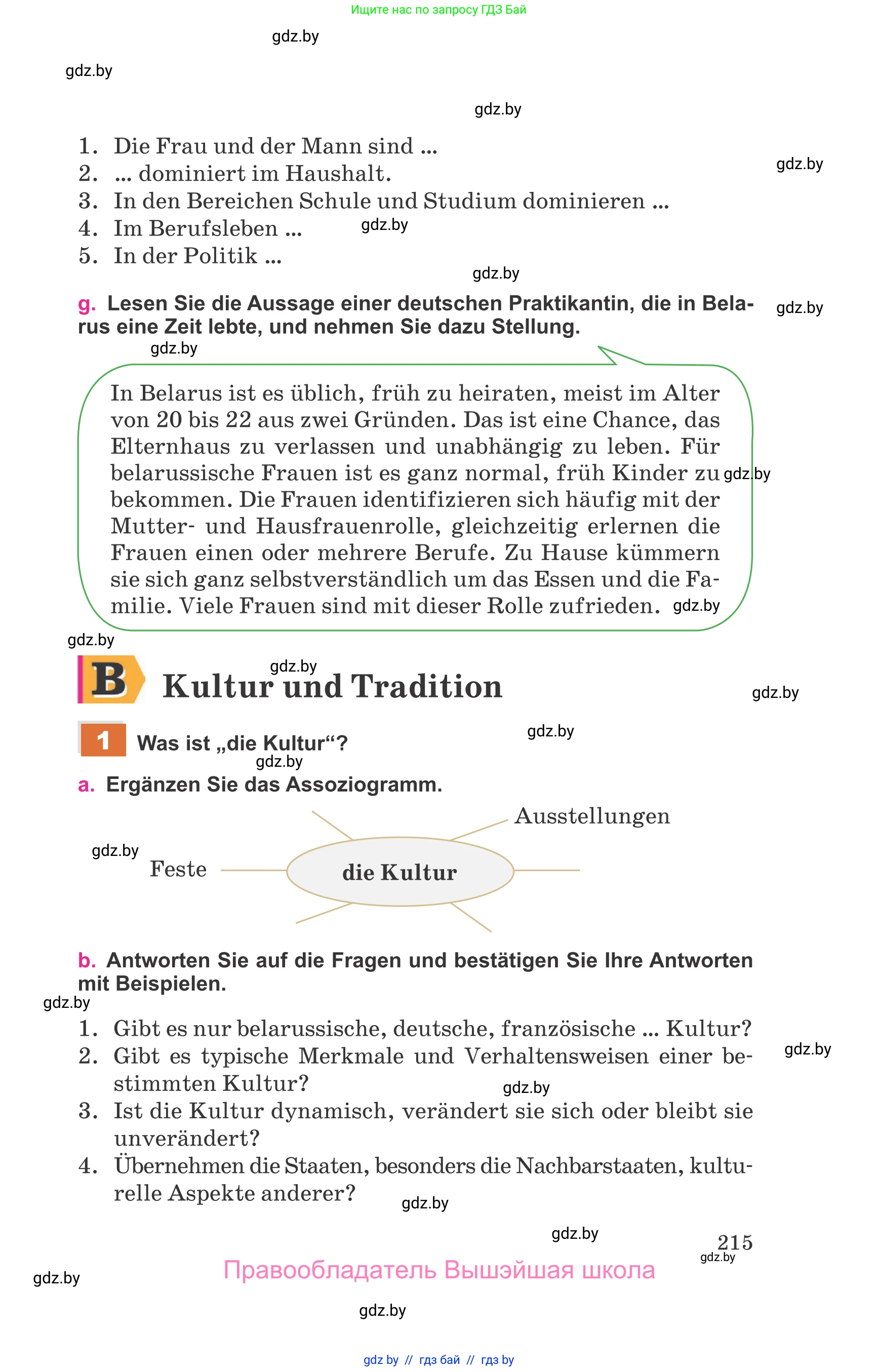 Немецкий язык (Deutsch), 11 класс Учебник (Schülerbuch), авторы: Будько Антонина Филипповна (Budjko Antonina), Урбанович Инна Ювинальевна (Urbanowitsch Ina), издательство Вышэйшая школа, Минск, 2019, бирюзового цвета, страница 215