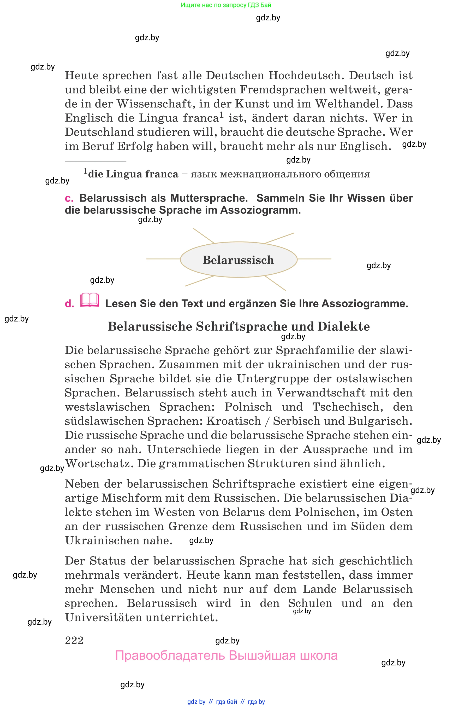 Немецкий язык (Deutsch), 11 класс Учебник (Schülerbuch), авторы: Будько Антонина Филипповна (Budjko Antonina), Урбанович Инна Ювинальевна (Urbanowitsch Ina), издательство Вышэйшая школа, Минск, 2019, бирюзового цвета, страница 222