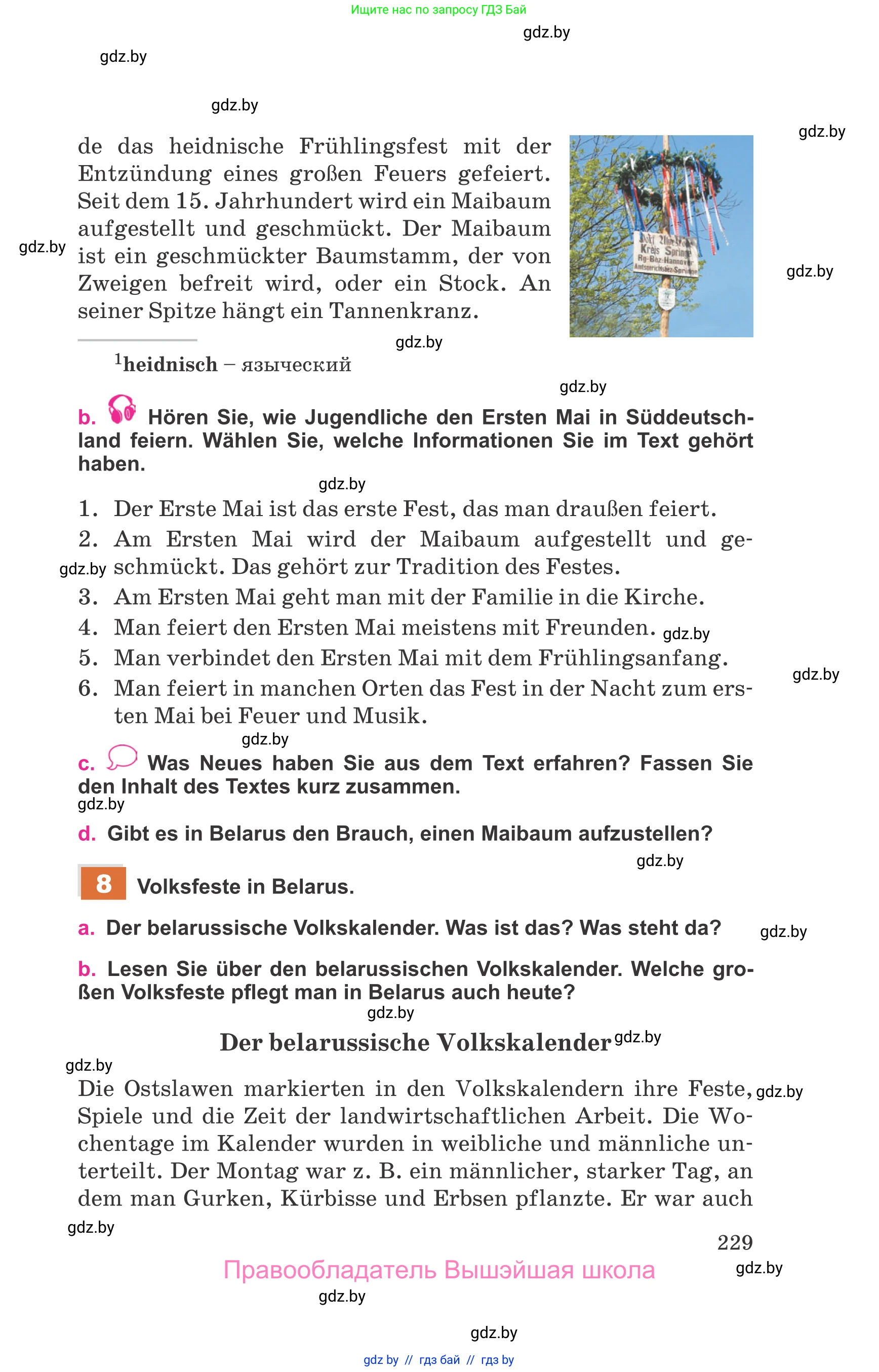 Немецкий язык (Deutsch), 11 класс Учебник (Schülerbuch), авторы: Будько Антонина Филипповна (Budjko Antonina), Урбанович Инна Ювинальевна (Urbanowitsch Ina), издательство Вышэйшая школа, Минск, 2019, бирюзового цвета, страница 229
