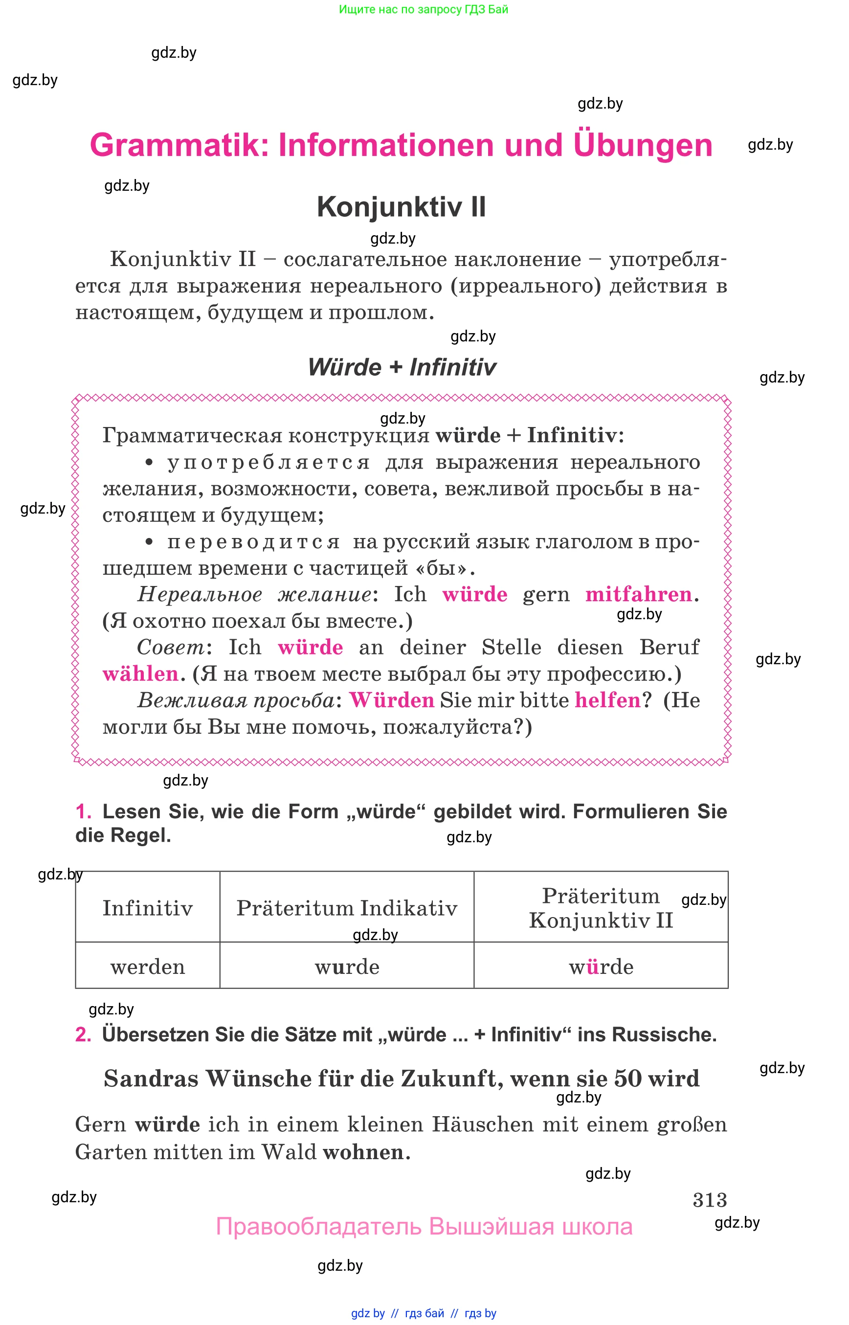 Немецкий язык (Deutsch), 11 класс Учебник (Schülerbuch), авторы: Будько Антонина Филипповна (Budjko Antonina), Урбанович Инна Ювинальевна (Urbanowitsch Ina), издательство Вышэйшая школа, Минск, 2019, бирюзового цвета, страница 313