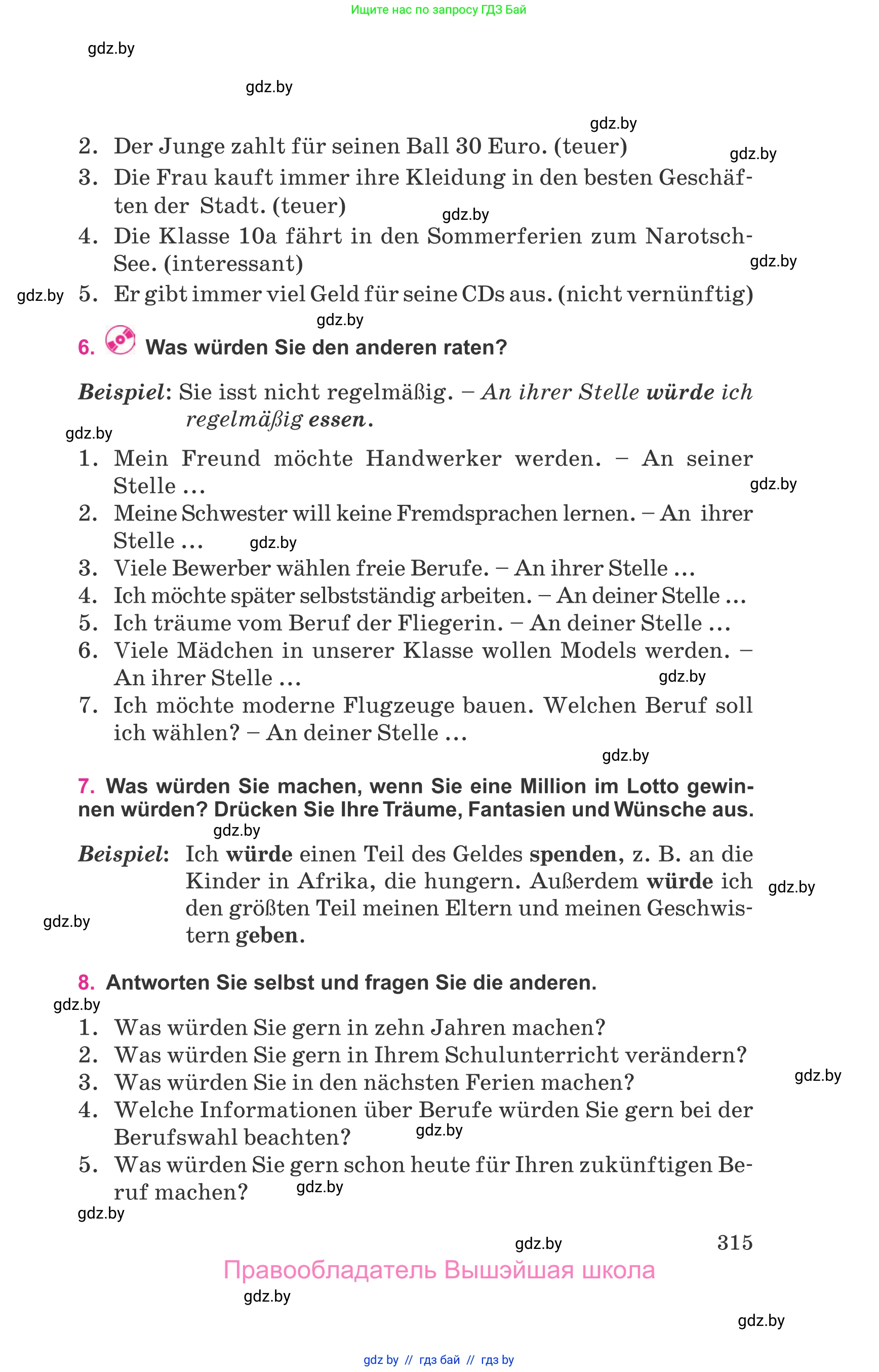 Немецкий язык (Deutsch), 11 класс Учебник (Schülerbuch), авторы: Будько Антонина Филипповна (Budjko Antonina), Урбанович Инна Ювинальевна (Urbanowitsch Ina), издательство Вышэйшая школа, Минск, 2019, бирюзового цвета, страница 315