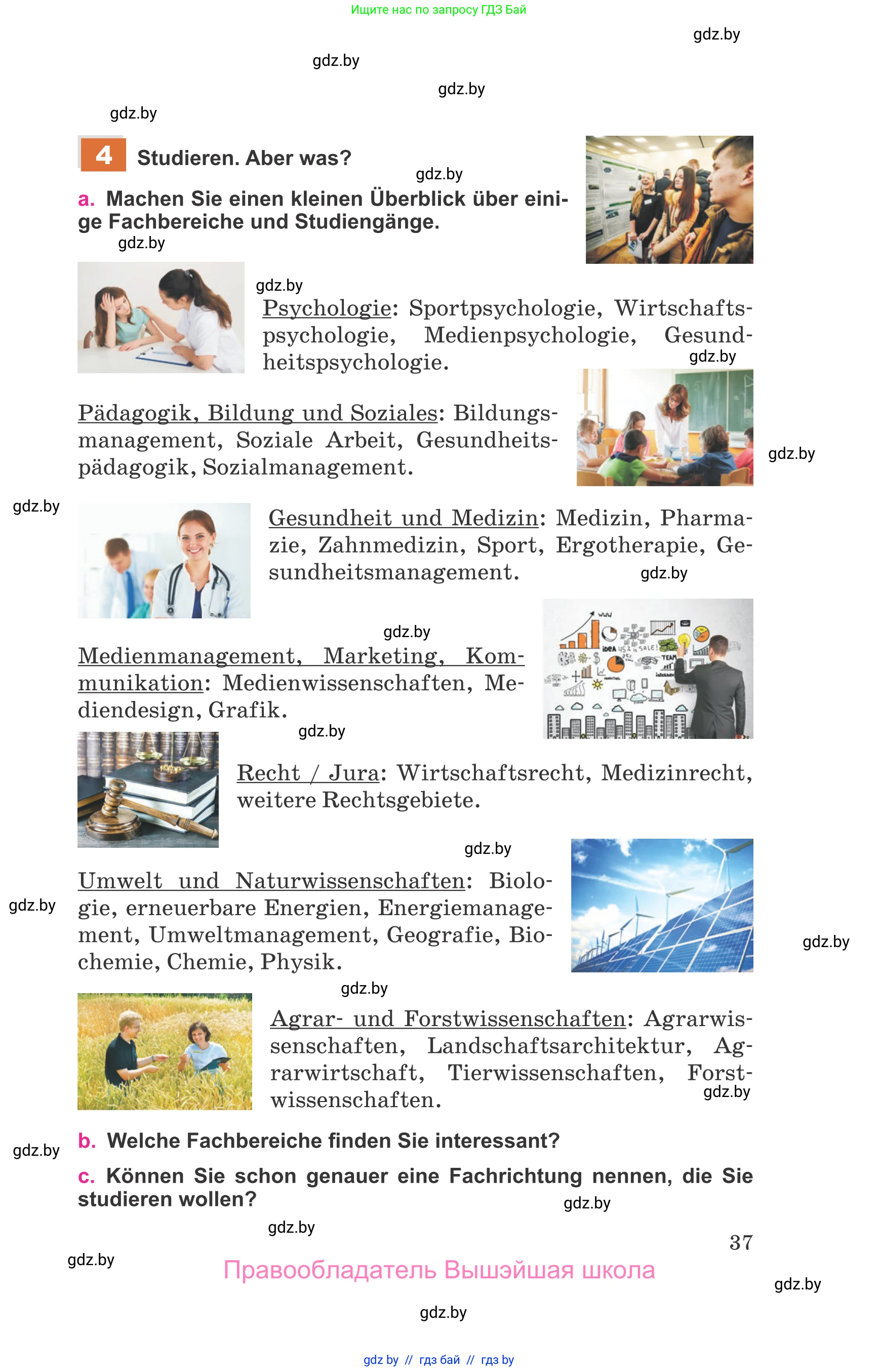 Немецкий язык (Deutsch), 11 класс Учебник (Schülerbuch), авторы: Будько Антонина Филипповна (Budjko Antonina), Урбанович Инна Ювинальевна (Urbanowitsch Ina), издательство Вышэйшая школа, Минск, 2019, бирюзового цвета, страница 37