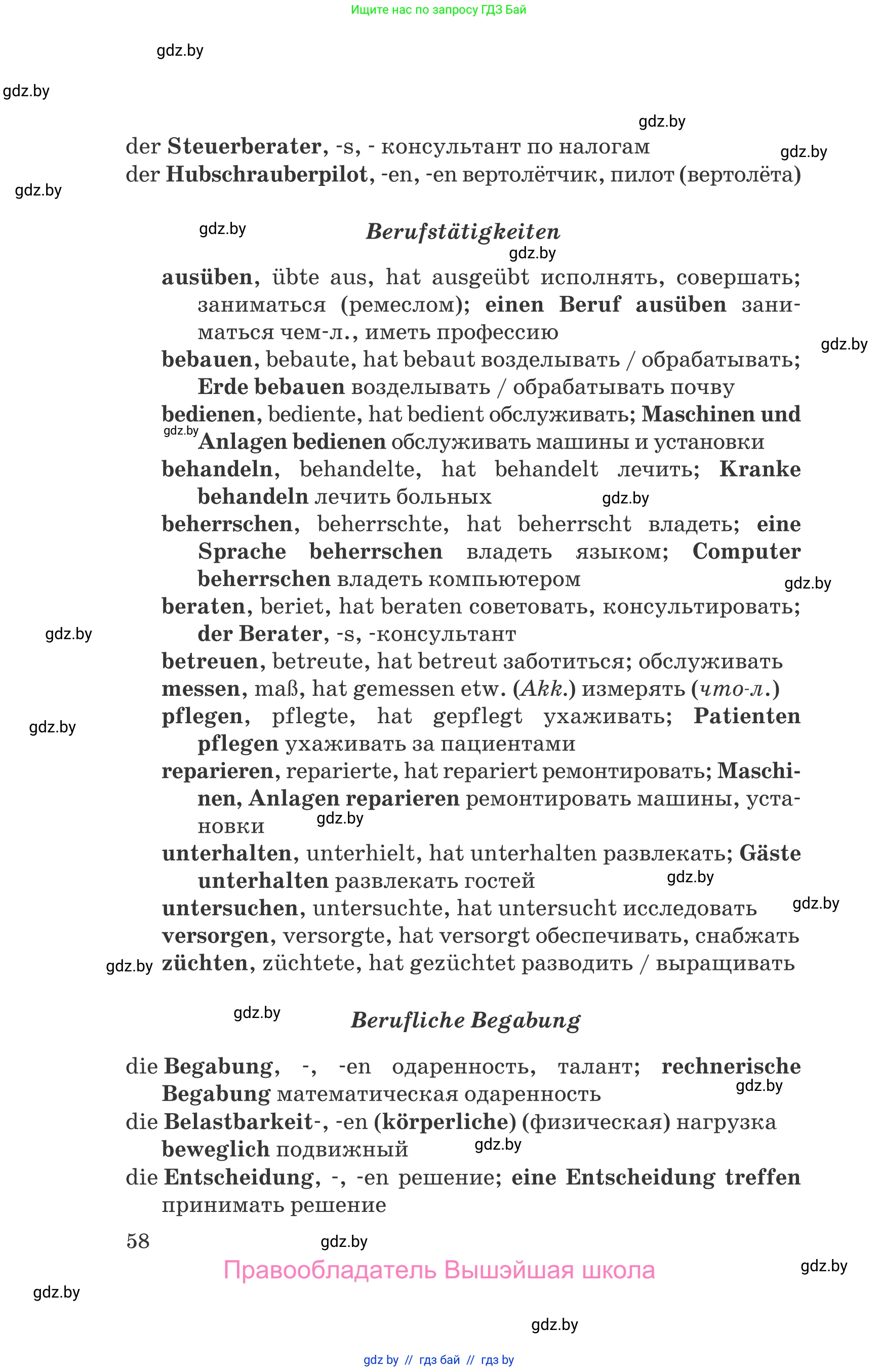 Немецкий язык (Deutsch), 11 класс Учебник (Schülerbuch), авторы: Будько Антонина Филипповна (Budjko Antonina), Урбанович Инна Ювинальевна (Urbanowitsch Ina), издательство Вышэйшая школа, Минск, 2019, бирюзового цвета, страница 58