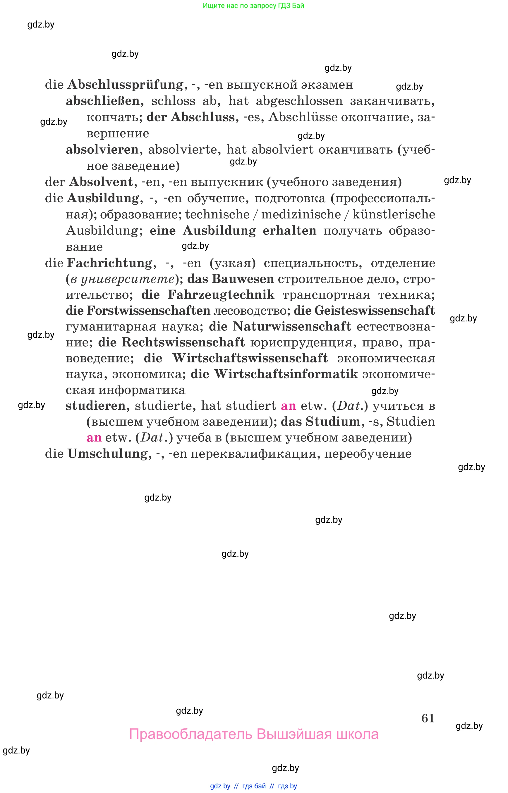 Немецкий язык (Deutsch), 11 класс Учебник (Schülerbuch), авторы: Будько Антонина Филипповна (Budjko Antonina), Урбанович Инна Ювинальевна (Urbanowitsch Ina), издательство Вышэйшая школа, Минск, 2019, бирюзового цвета, страница 61