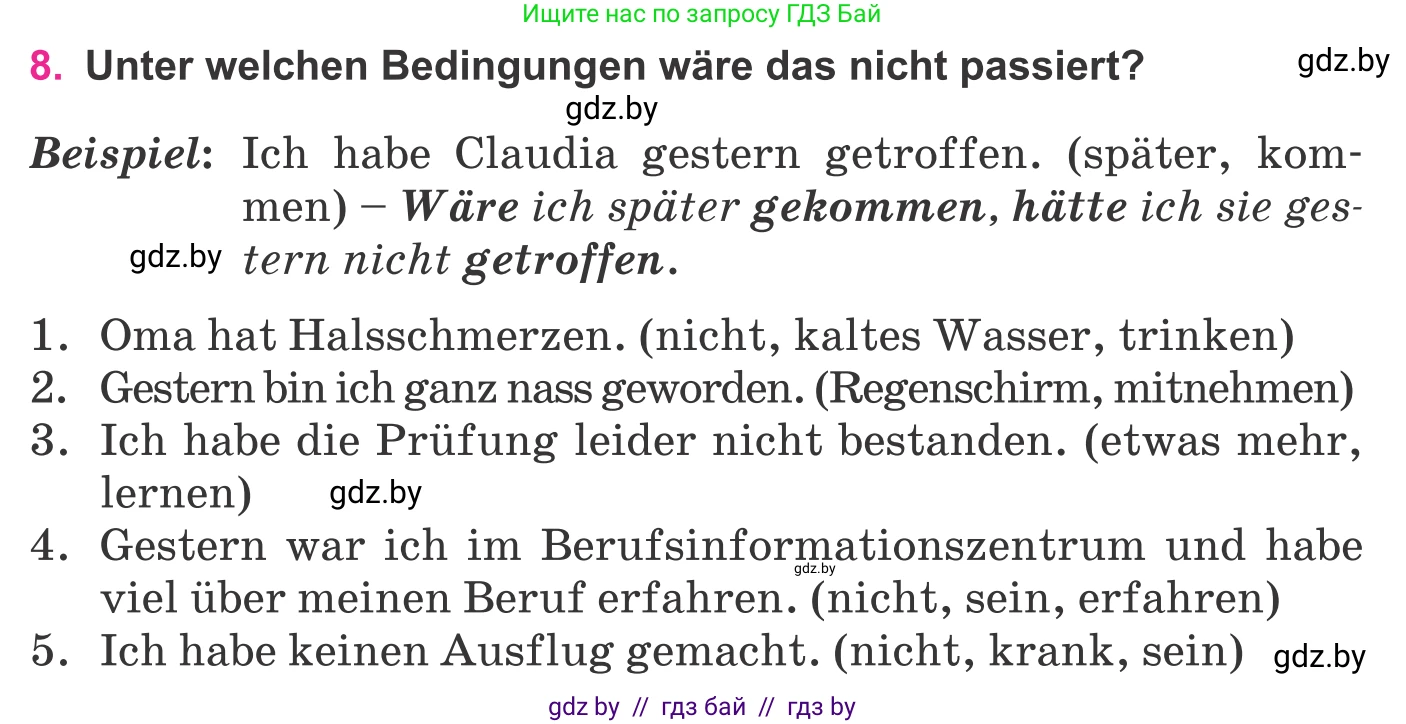 Немецкий язык (Deutsch), 11 класс Учебник (Schülerbuch), авторы: Будько Антонина Филипповна (Budjko Antonina), Урбанович Инна Ювинальевна (Urbanowitsch Ina), издательство Вышэйшая школа, Минск, 2019, бирюзового цвета, страница 324, номер 8, Условие
