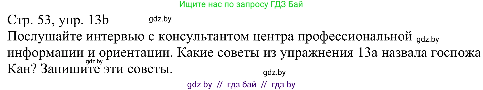 Немецкий язык (Deutsch), 11 класс Учебник (Schülerbuch), авторы: Будько Антонина Филипповна (Budjko Antonina), Урбанович Инна Ювинальевна (Urbanowitsch Ina), издательство Вышэйшая школа, Минск, 2019, бирюзового цвета, страница 53, номер 13b, Решение