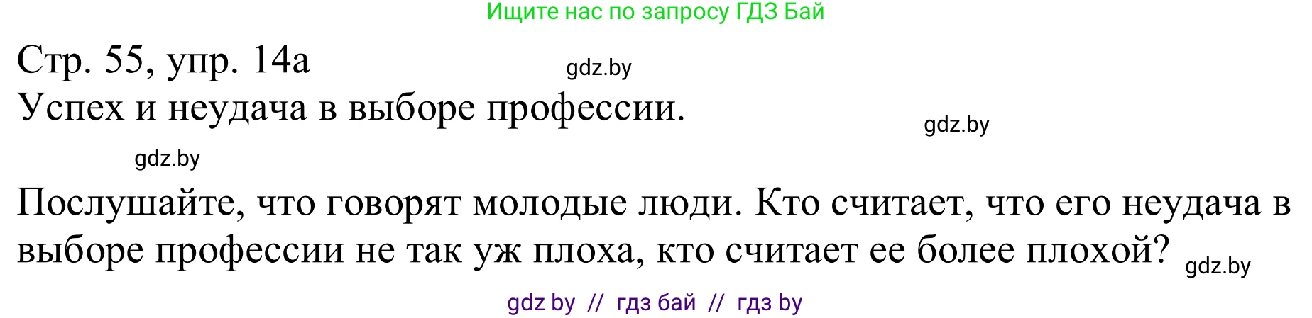 Немецкий язык (Deutsch), 11 класс Учебник (Schülerbuch), авторы: Будько Антонина Филипповна (Budjko Antonina), Урбанович Инна Ювинальевна (Urbanowitsch Ina), издательство Вышэйшая школа, Минск, 2019, бирюзового цвета, страница 55, номер 14a, Решение