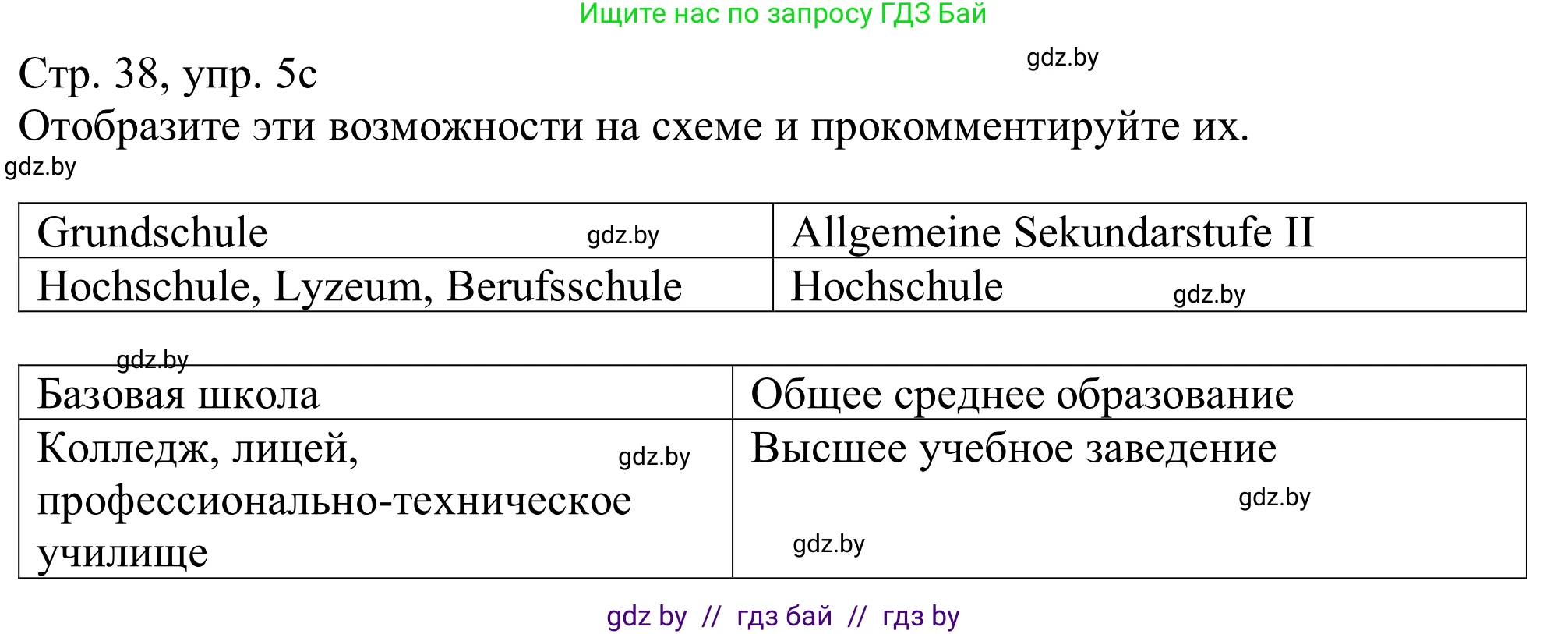 Немецкий язык (Deutsch), 11 класс Учебник (Schülerbuch), авторы: Будько Антонина Филипповна (Budjko Antonina), Урбанович Инна Ювинальевна (Urbanowitsch Ina), издательство Вышэйшая школа, Минск, 2019, бирюзового цвета, страница 38, номер 5c, Решение