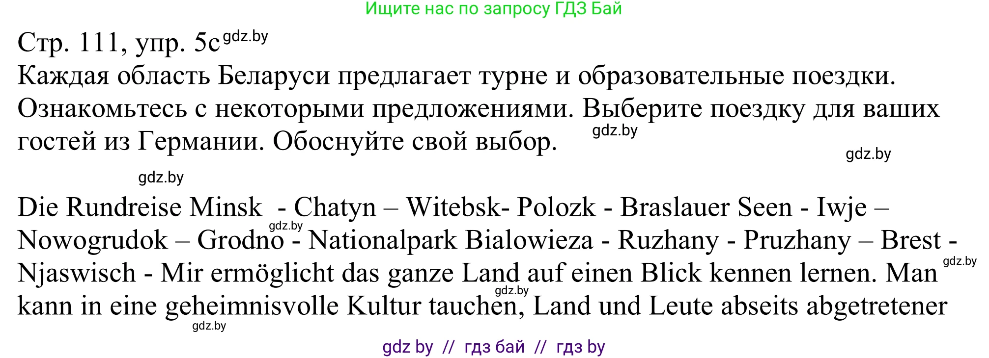 Немецкий язык (Deutsch), 11 класс Учебник (Schülerbuch), авторы: Будько Антонина Филипповна (Budjko Antonina), Урбанович Инна Ювинальевна (Urbanowitsch Ina), издательство Вышэйшая школа, Минск, 2019, бирюзового цвета, страница 111, номер 5c, Решение