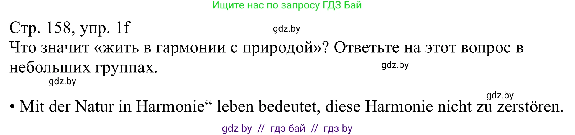 Немецкий язык (Deutsch), 11 класс Учебник (Schülerbuch), авторы: Будько Антонина Филипповна (Budjko Antonina), Урбанович Инна Ювинальевна (Urbanowitsch Ina), издательство Вышэйшая школа, Минск, 2019, бирюзового цвета, страница 158, номер 1f, Решение