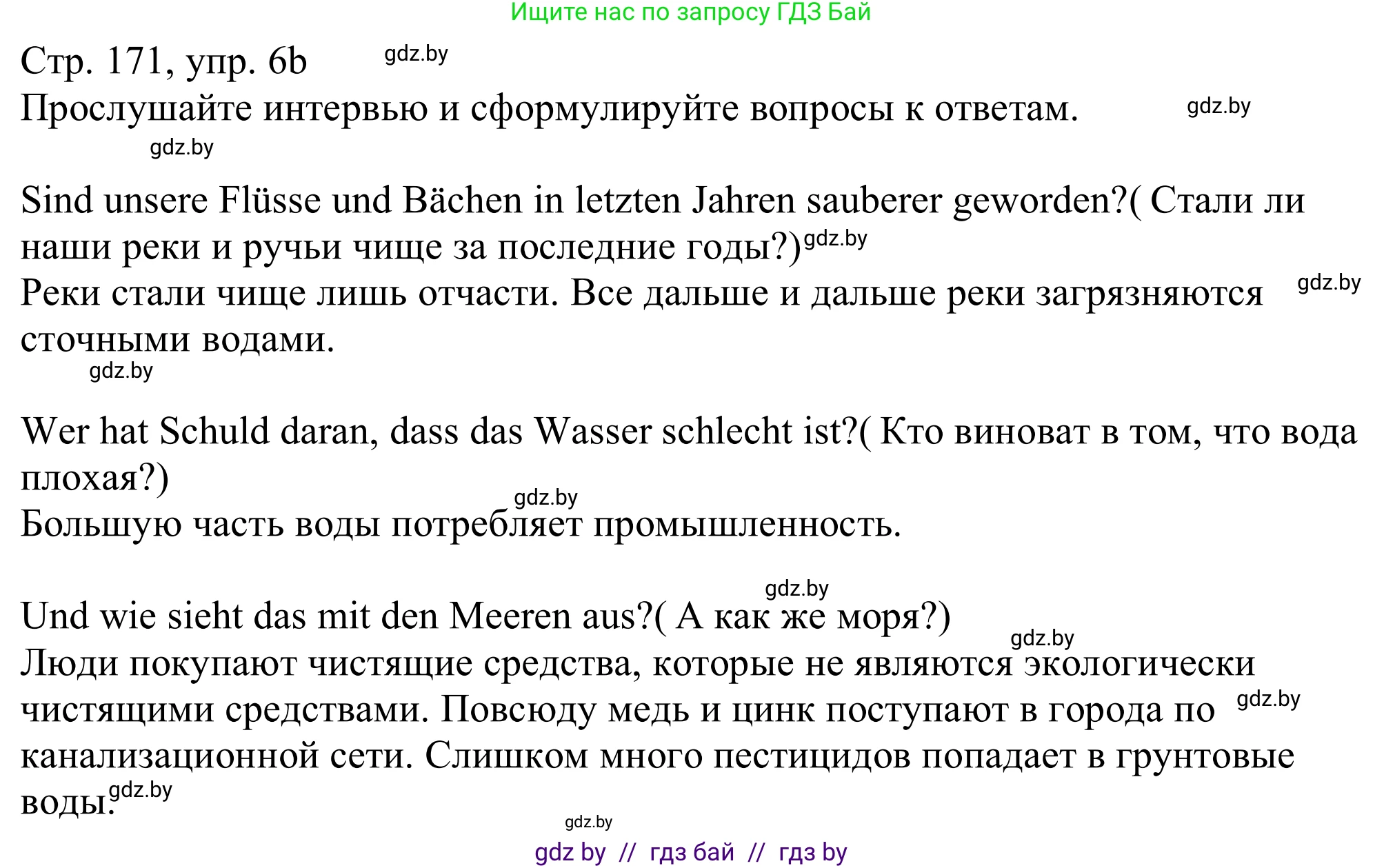 Немецкий язык (Deutsch), 11 класс Учебник (Schülerbuch), авторы: Будько Антонина Филипповна (Budjko Antonina), Урбанович Инна Ювинальевна (Urbanowitsch Ina), издательство Вышэйшая школа, Минск, 2019, бирюзового цвета, страница 171, номер 6b, Решение