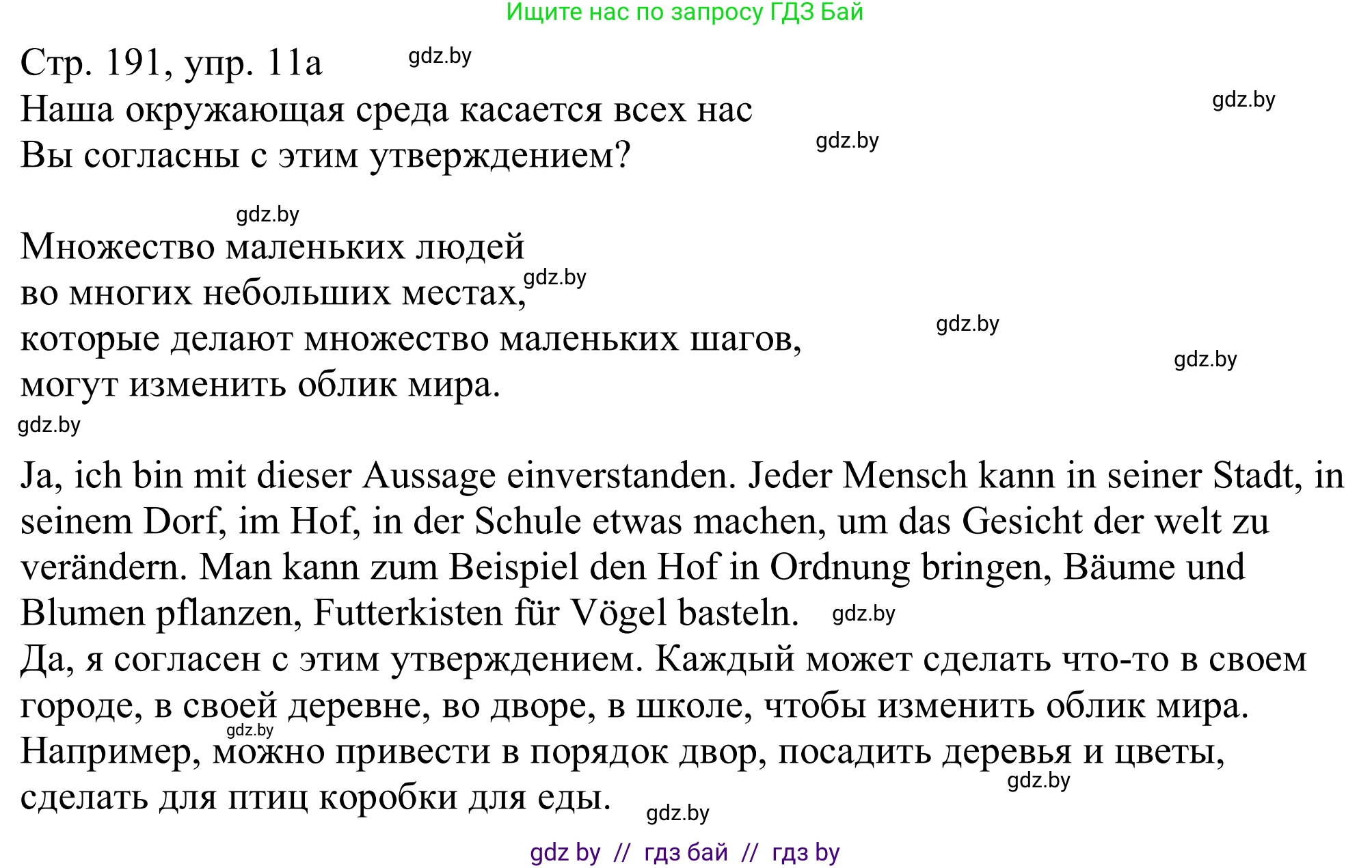 Немецкий язык (Deutsch), 11 класс Учебник (Schülerbuch), авторы: Будько Антонина Филипповна (Budjko Antonina), Урбанович Инна Ювинальевна (Urbanowitsch Ina), издательство Вышэйшая школа, Минск, 2019, бирюзового цвета, страница 191, номер 11a, Решение