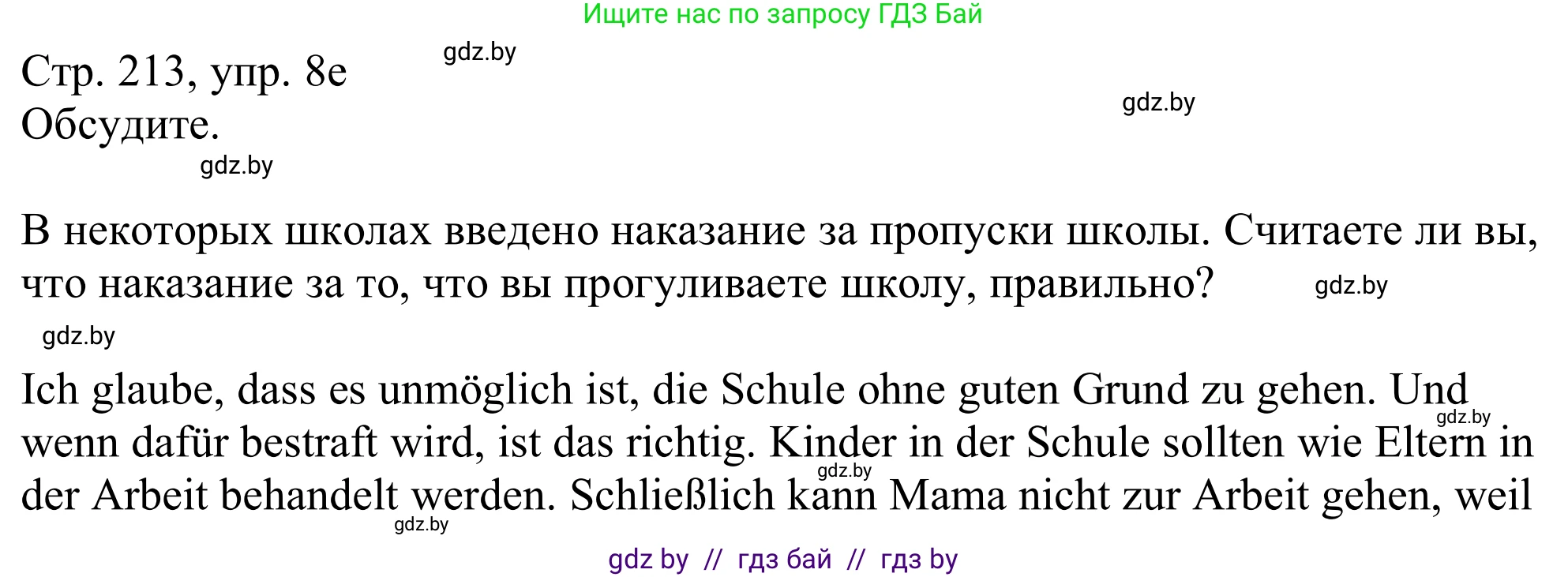 Немецкий язык (Deutsch), 11 класс Учебник (Schülerbuch), авторы: Будько Антонина Филипповна (Budjko Antonina), Урбанович Инна Ювинальевна (Urbanowitsch Ina), издательство Вышэйшая школа, Минск, 2019, бирюзового цвета, страница 213, номер 8e, Решение