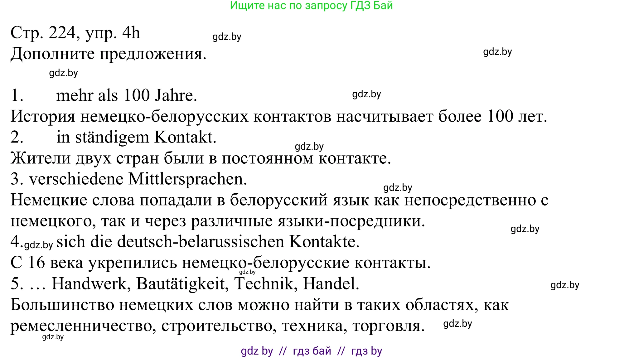 Немецкий язык (Deutsch), 11 класс Учебник (Schülerbuch), авторы: Будько Антонина Филипповна (Budjko Antonina), Урбанович Инна Ювинальевна (Urbanowitsch Ina), издательство Вышэйшая школа, Минск, 2019, бирюзового цвета, страница 224, номер 4h, Решение