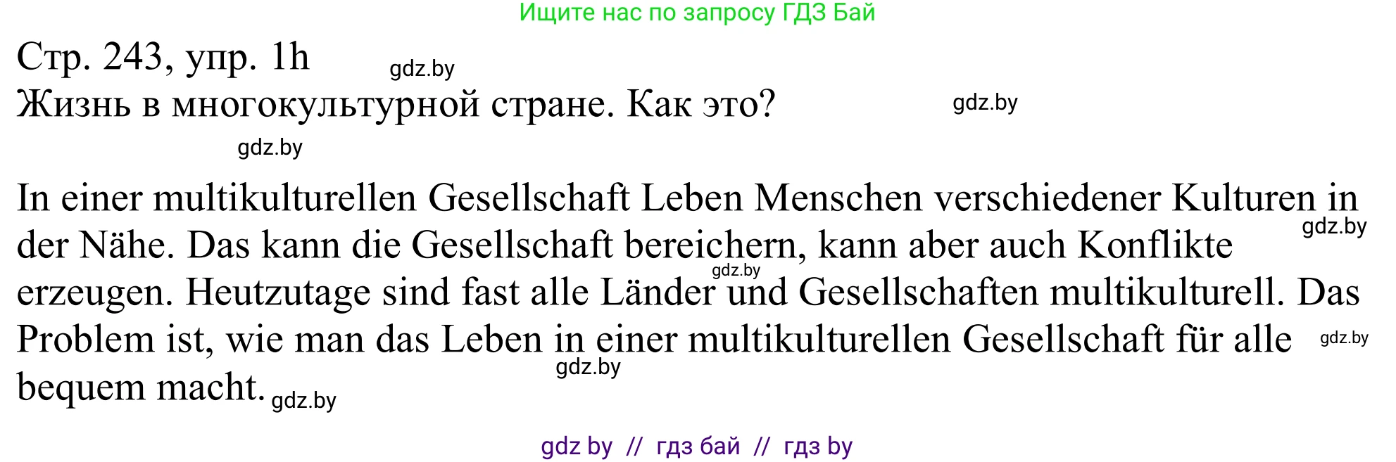 Немецкий язык (Deutsch), 11 класс Учебник (Schülerbuch), авторы: Будько Антонина Филипповна (Budjko Antonina), Урбанович Инна Ювинальевна (Urbanowitsch Ina), издательство Вышэйшая школа, Минск, 2019, бирюзового цвета, страница 243, номер 1h, Решение