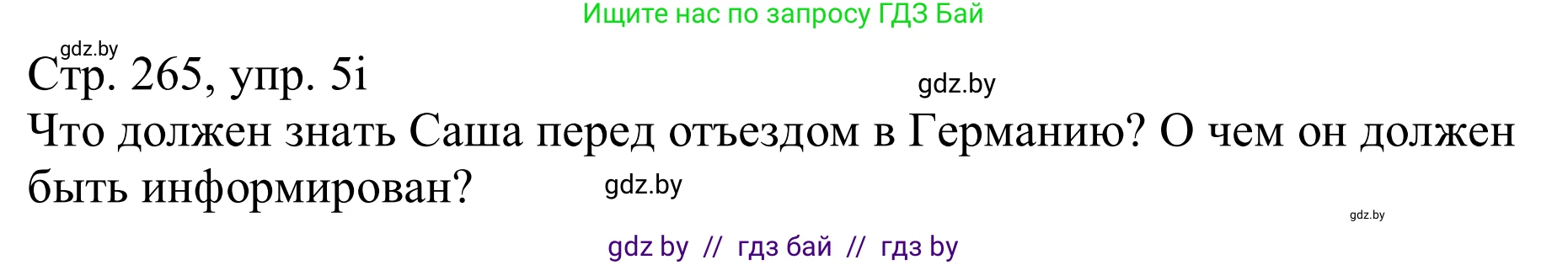 Немецкий язык (Deutsch), 11 класс Учебник (Schülerbuch), авторы: Будько Антонина Филипповна (Budjko Antonina), Урбанович Инна Ювинальевна (Urbanowitsch Ina), издательство Вышэйшая школа, Минск, 2019, бирюзового цвета, страница 265, номер 5i, Решение