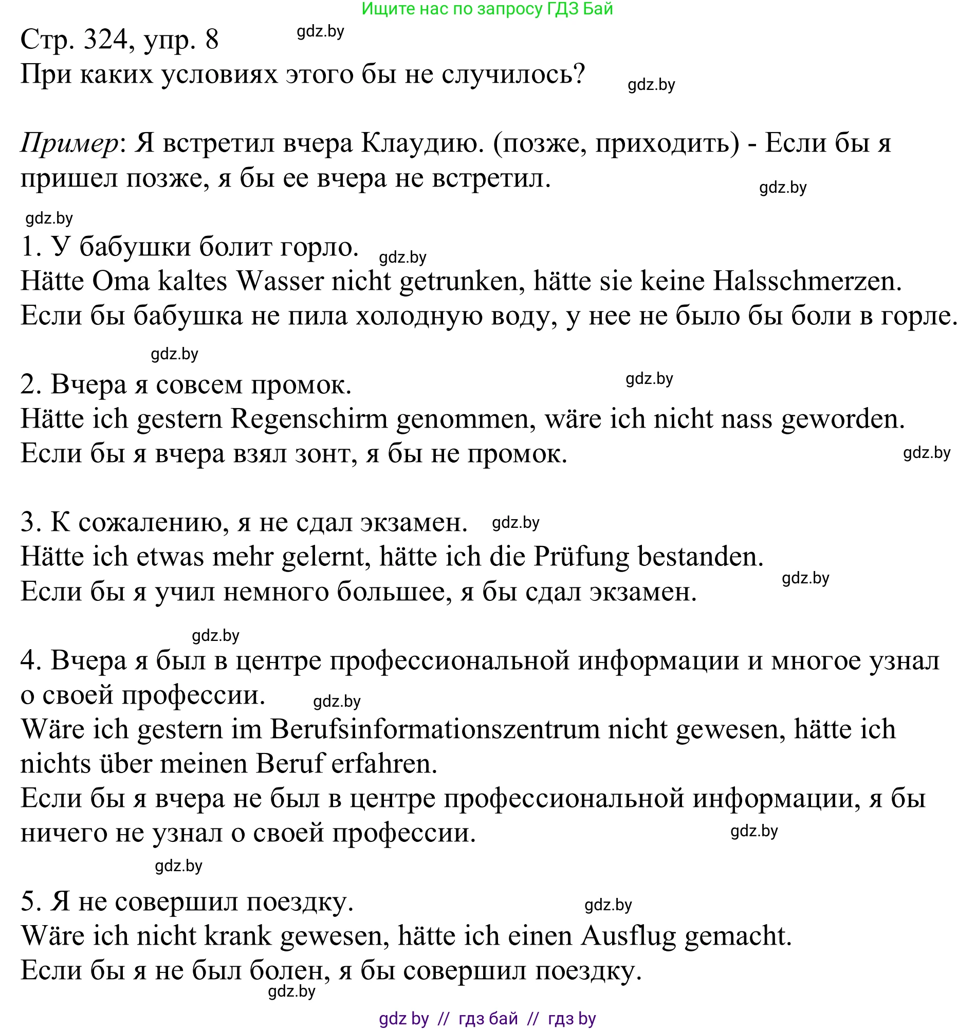 Немецкий язык (Deutsch), 11 класс Учебник (Schülerbuch), авторы: Будько Антонина Филипповна (Budjko Antonina), Урбанович Инна Ювинальевна (Urbanowitsch Ina), издательство Вышэйшая школа, Минск, 2019, бирюзового цвета, страница 324, номер 8, Решение