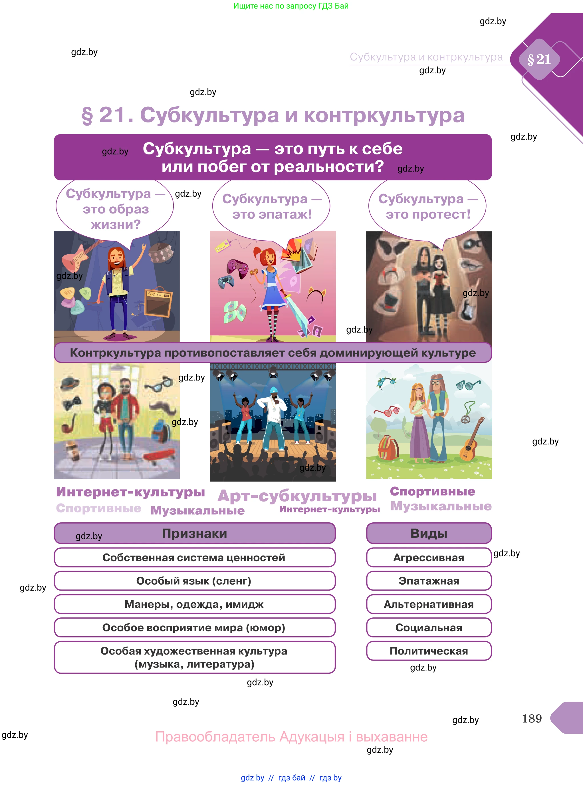 Обществоведение, 9 класс Учебник, авторы: Данилов Александр Николаевич, Полейко Елена Александровна, Кушнер Надежда Васильевна, Бернат Ирина Петровна, Белов А А, Кизима С А, Клецкова И М, Легчилин А А, Солодухо А С, Рубанов А В, издательство Адукацыя i выхаванне, Минск, 2019, жёлтого цвета, страница 189