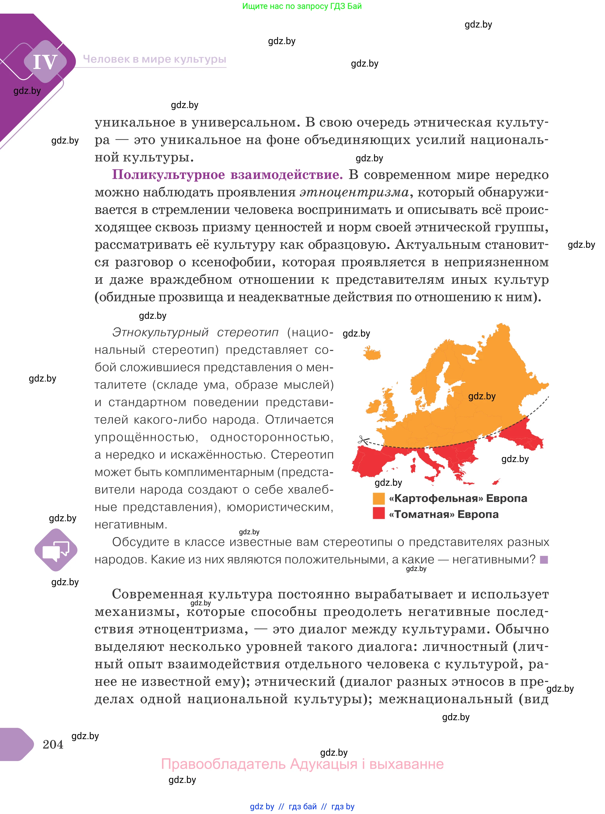 Обществоведение, 9 класс Учебник, авторы: Данилов Александр Николаевич, Полейко Елена Александровна, Кушнер Надежда Васильевна, Бернат Ирина Петровна, Белов А А, Кизима С А, Клецкова И М, Легчилин А А, Солодухо А С, Рубанов А В, издательство Адукацыя i выхаванне, Минск, 2019, жёлтого цвета, страница 204