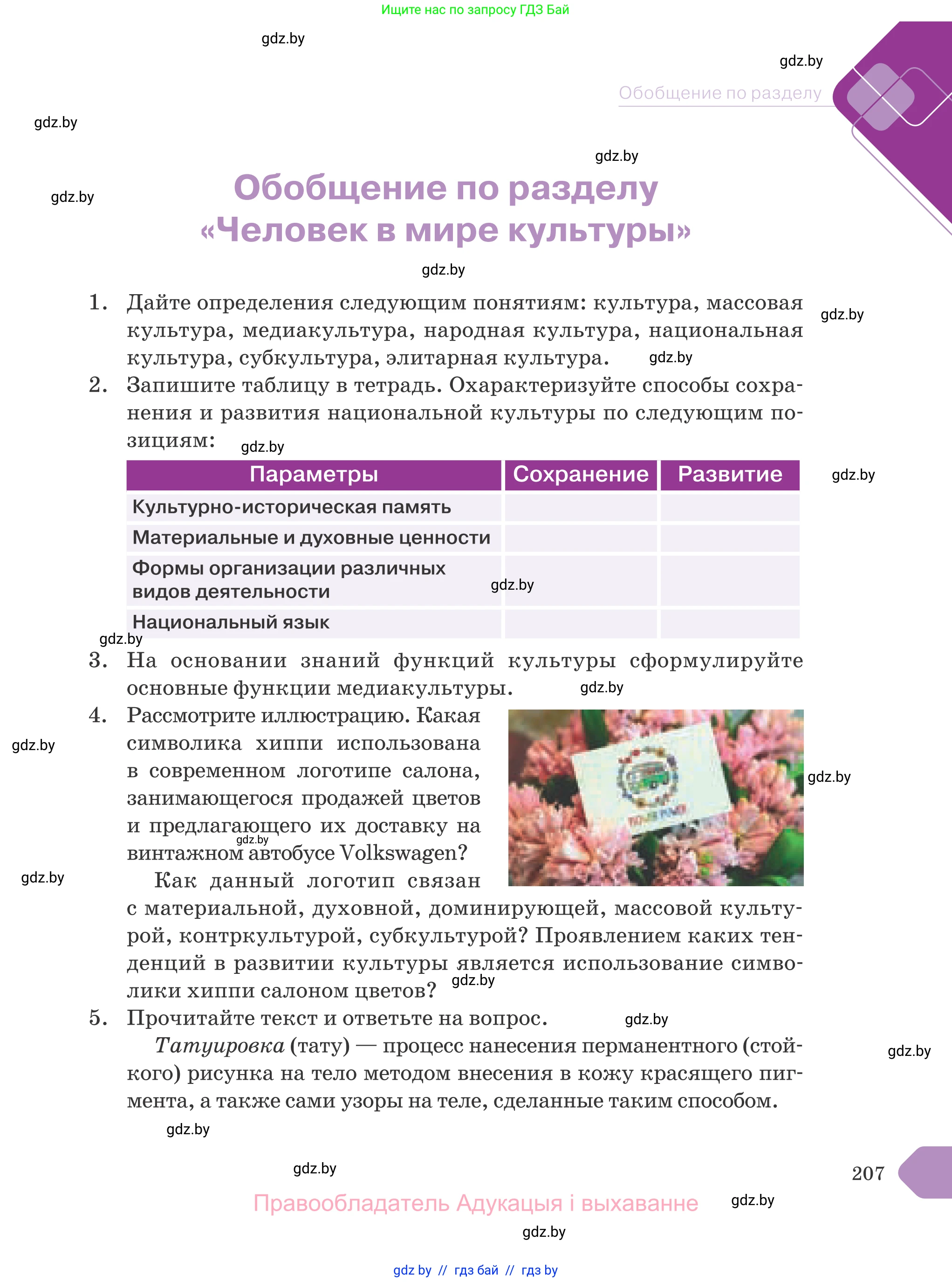Обществоведение, 9 класс Учебник, авторы: Данилов Александр Николаевич, Полейко Елена Александровна, Кушнер Надежда Васильевна, Бернат Ирина Петровна, Белов А А, Кизима С А, Клецкова И М, Легчилин А А, Солодухо А С, Рубанов А В, издательство Адукацыя i выхаванне, Минск, 2019, жёлтого цвета, страница 207
