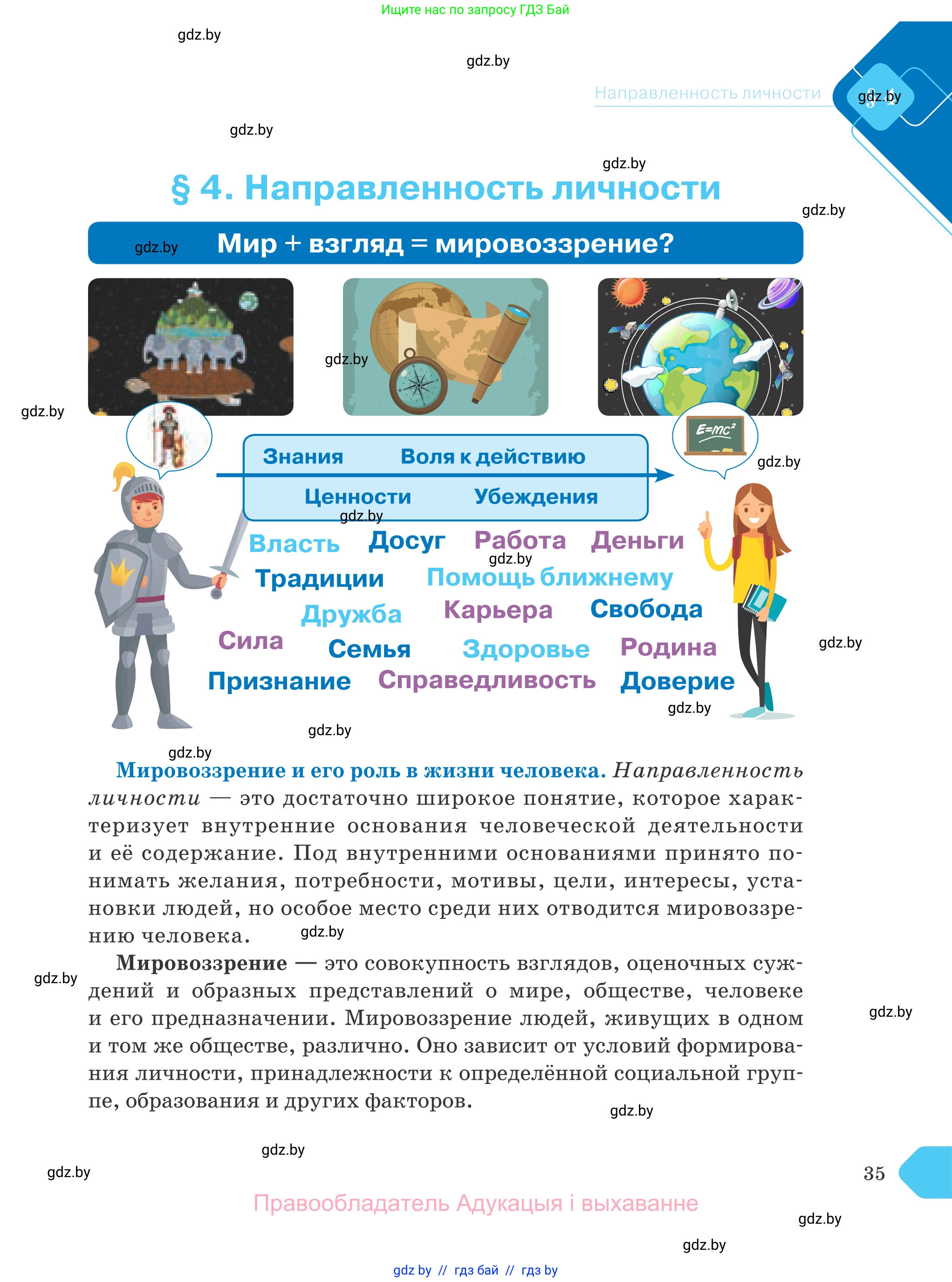 Обществоведение, 9 класс Учебник, авторы: Данилов Александр Николаевич, Полейко Елена Александровна, Кушнер Надежда Васильевна, Бернат Ирина Петровна, Белов А А, Кизима С А, Клецкова И М, Легчилин А А, Солодухо А С, Рубанов А В, издательство Адукацыя i выхаванне, Минск, 2019, жёлтого цвета, страница 35