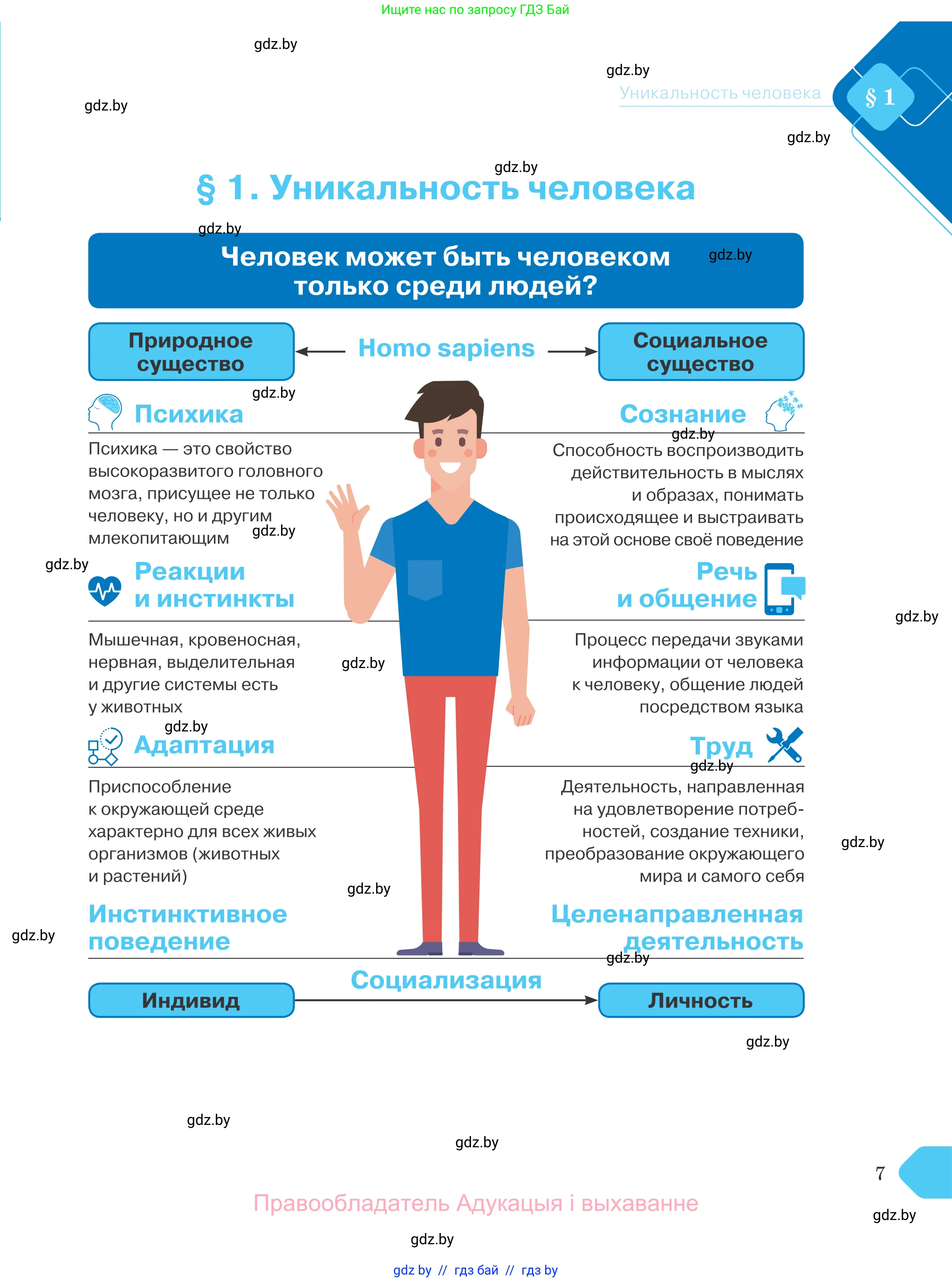 Обществоведение, 9 класс Учебник, авторы: Данилов Александр Николаевич, Полейко Елена Александровна, Кушнер Надежда Васильевна, Бернат Ирина Петровна, Белов А А, Кизима С А, Клецкова И М, Легчилин А А, Солодухо А С, Рубанов А В, издательство Адукацыя i выхаванне, Минск, 2019, жёлтого цвета, страница 7