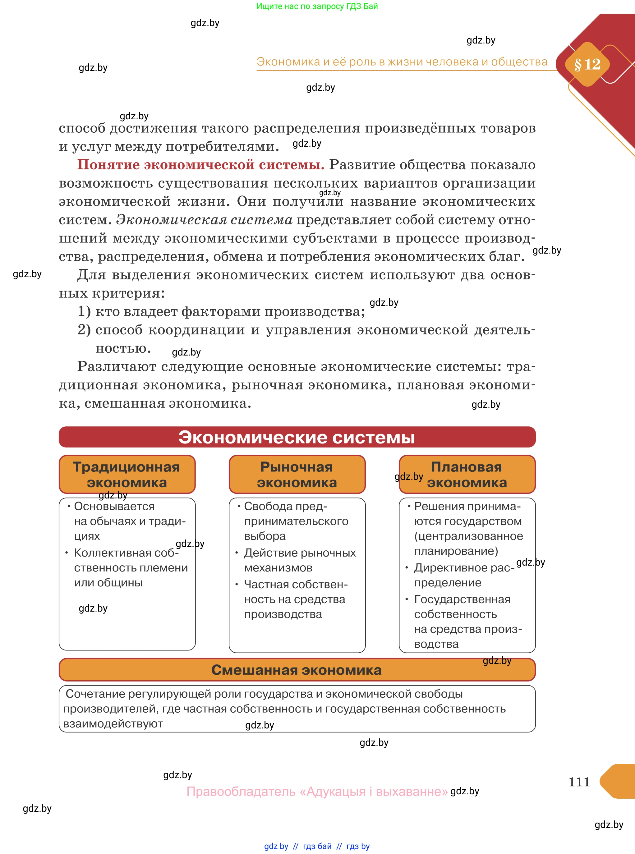 Обществоведение, 10 класс Учебник, авторы: Данилов Александр Николаевич, Полейко Елена Александровна, Кушнер Надежда Васильевна, Бернат Ирина Петровна, Безнюк Д К, Белов А А, Гречнева Е Ф, Кобяк О В, Мармашова С П, Можейко М А, Старовойтова Л В, Черченко Н В, издательство Адукацыя i выхаванне, Минск, 2020, страница 111