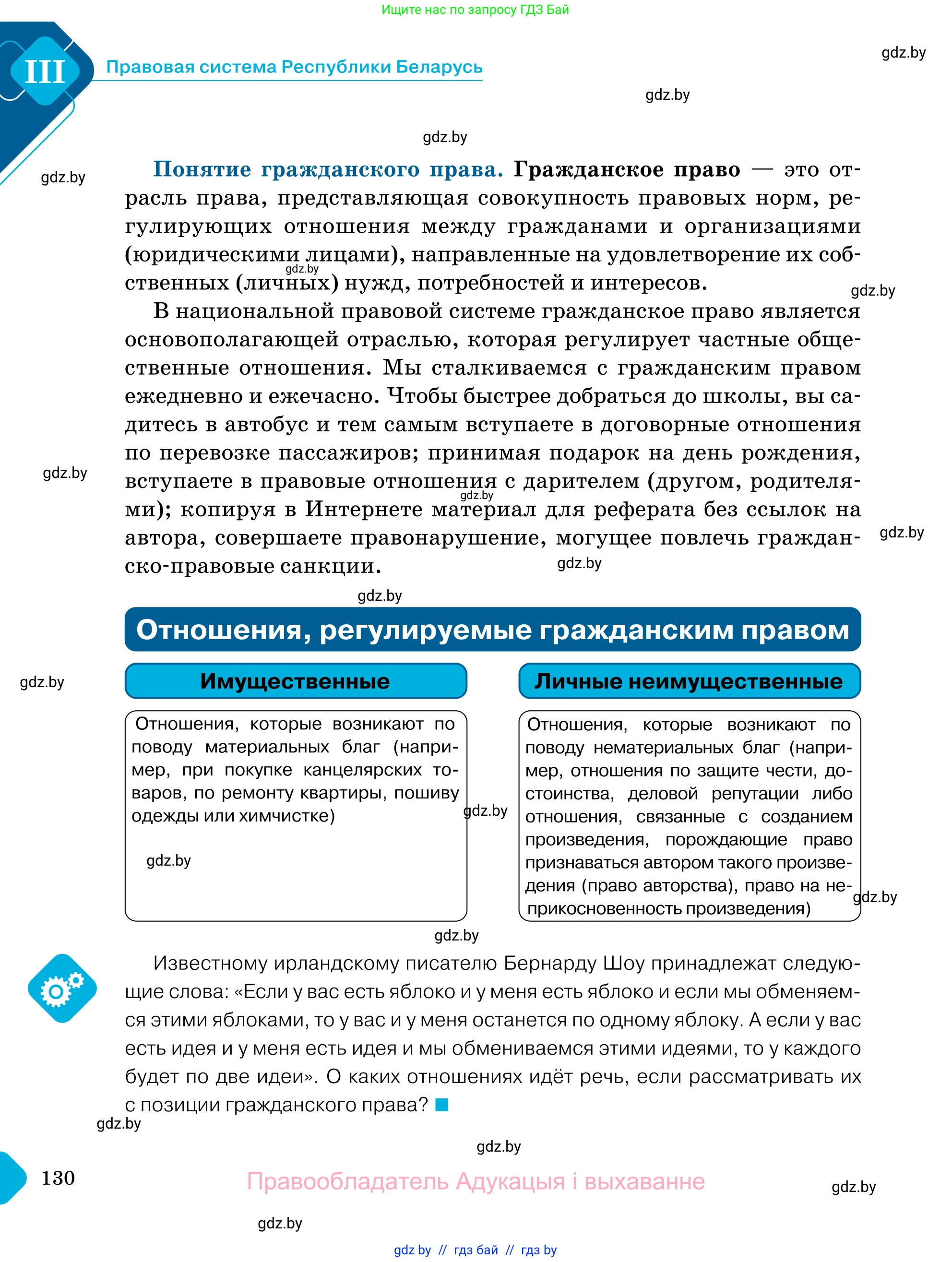 Обществоведение, 11 класс Учебник, авторы: Чуприс Ольга Ивановна, Балашенко Сергей Александрович, Денисюк Нина Павловна, Калинин С А, Киселёва Т М, Короткевич М П, Михалёва Т Н, Петоченко Т М, Побережная О Е, Подкопаев В В, Салей Е А, Шидловский А В, издательство Адукацыя i выхаванне, Минск, 2021, салатового цвета, страница 130
