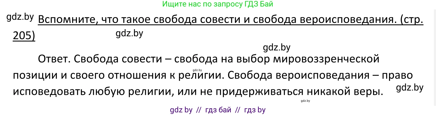 Обществоведение, 11 класс Учебник, авторы: Чуприс Ольга Ивановна, Балашенко Сергей Александрович, Денисюк Нина Павловна, Калинин С А, Киселёва Т М, Короткевич М П, Михалёва Т Н, Петоченко Т М, Побережная О Е, Подкопаев В В, Салей Е А, Шидловский А В, издательство Адукацыя i выхаванне, Минск, 2021, салатового цвета, страница 205, Решение