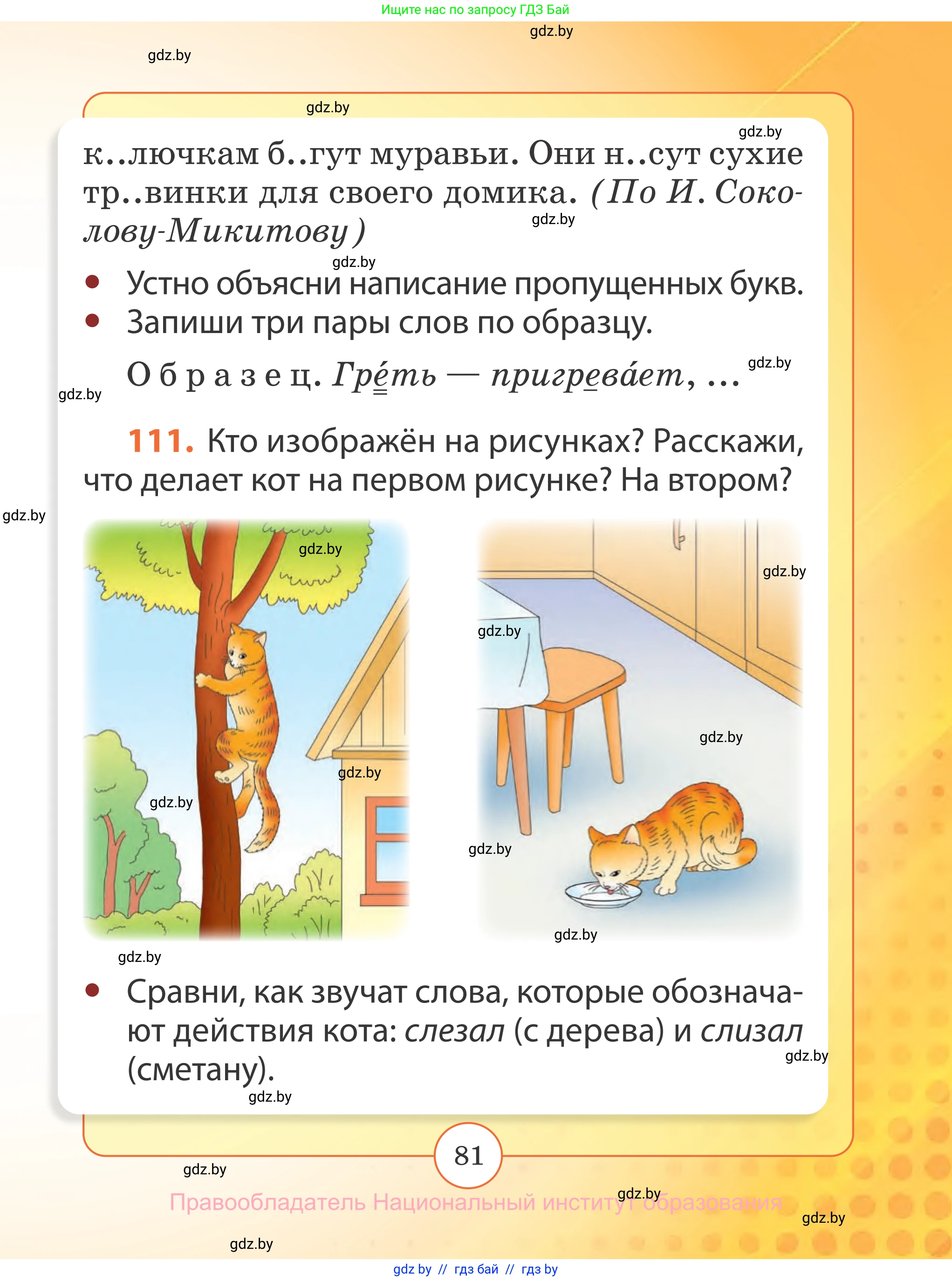 Русский язык, 2 класс Учебник, авторы: Гулецкая Елена Алексеевна, Федорович Галина Михайловна, издательство Национальный институт образования, Минск, 2022, коричневого цвета, Часть 1, страница 81