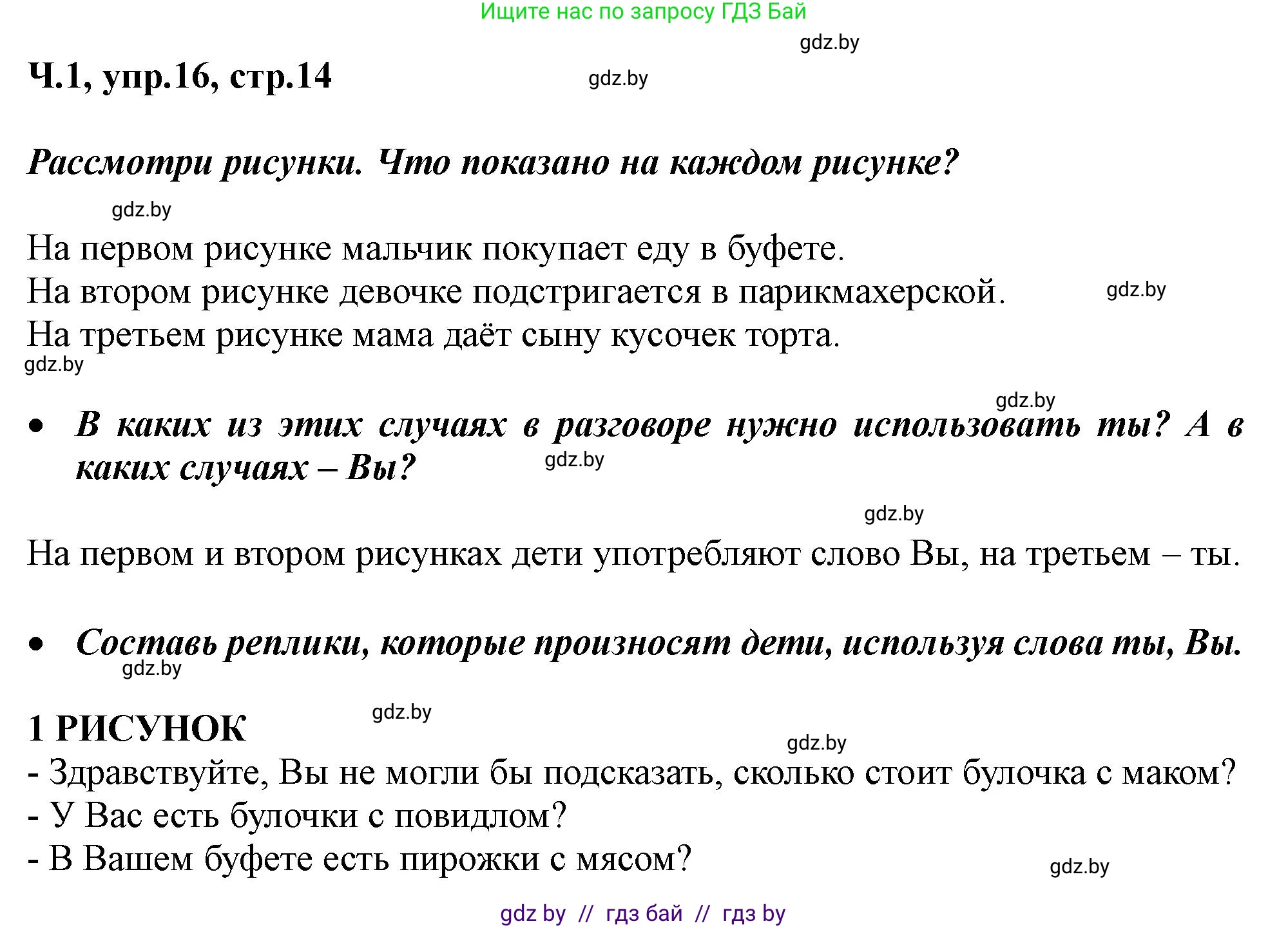 Русский язык, 2 класс Учебник, авторы: Гулецкая Елена Алексеевна, Федорович Галина Михайловна, издательство Национальный институт образования, Минск, 2022, коричневого цвета, Часть 1, страница 14, номер 16, Решение