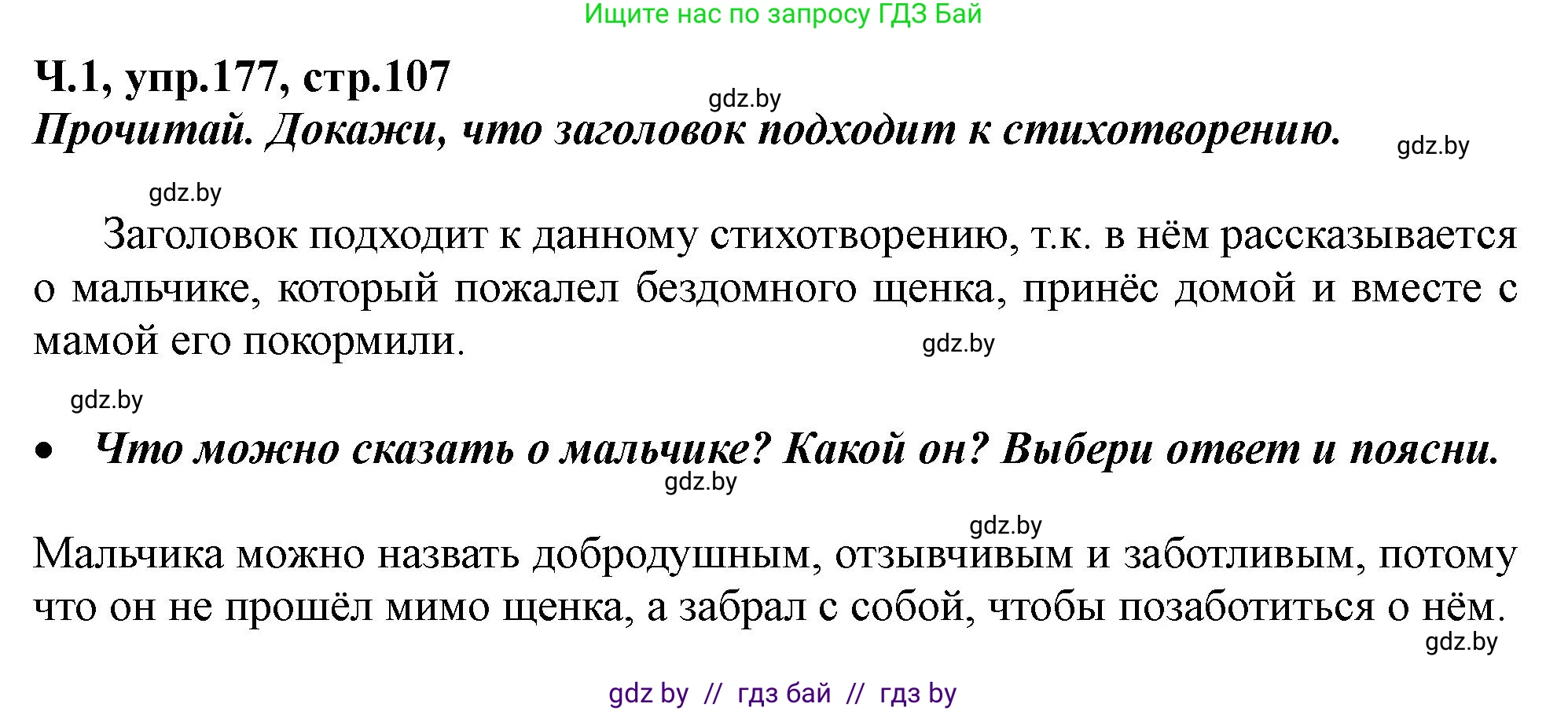 Русский язык, 2 класс Учебник, авторы: Гулецкая Елена Алексеевна, Федорович Галина Михайловна, издательство Национальный институт образования, Минск, 2022, коричневого цвета, Часть 1, страница 107, номер 177, Решение