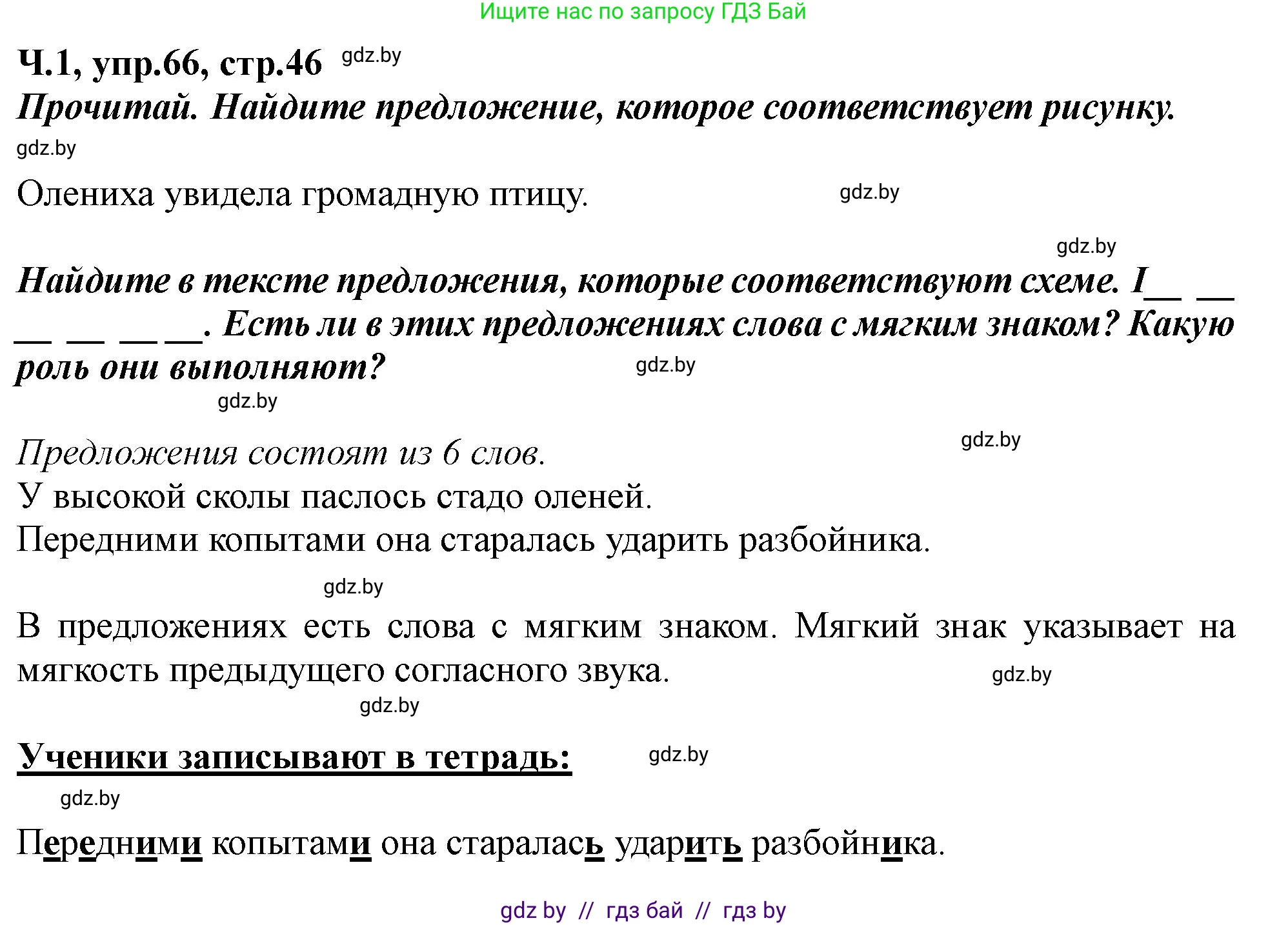 Русский язык, 2 класс Учебник, авторы: Гулецкая Елена Алексеевна, Федорович Галина Михайловна, издательство Национальный институт образования, Минск, 2022, коричневого цвета, Часть 1, страница 46, номер 66, Решение