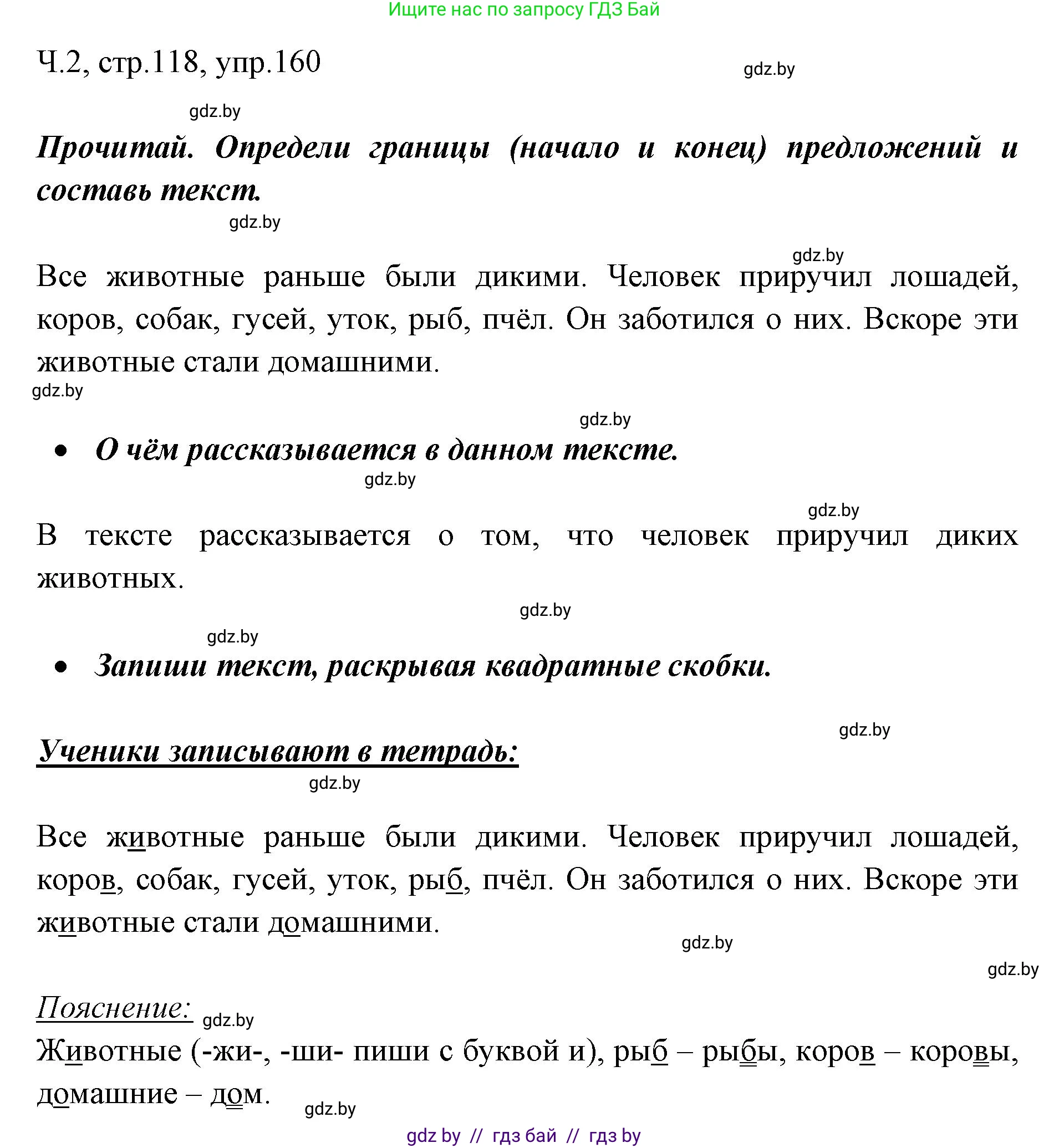 Русский язык, 2 класс Учебник, авторы: Гулецкая Елена Алексеевна, Федорович Галина Михайловна, издательство Национальный институт образования, Минск, 2022, коричневого цвета, Часть 2, страница 118, номер 160, Решение