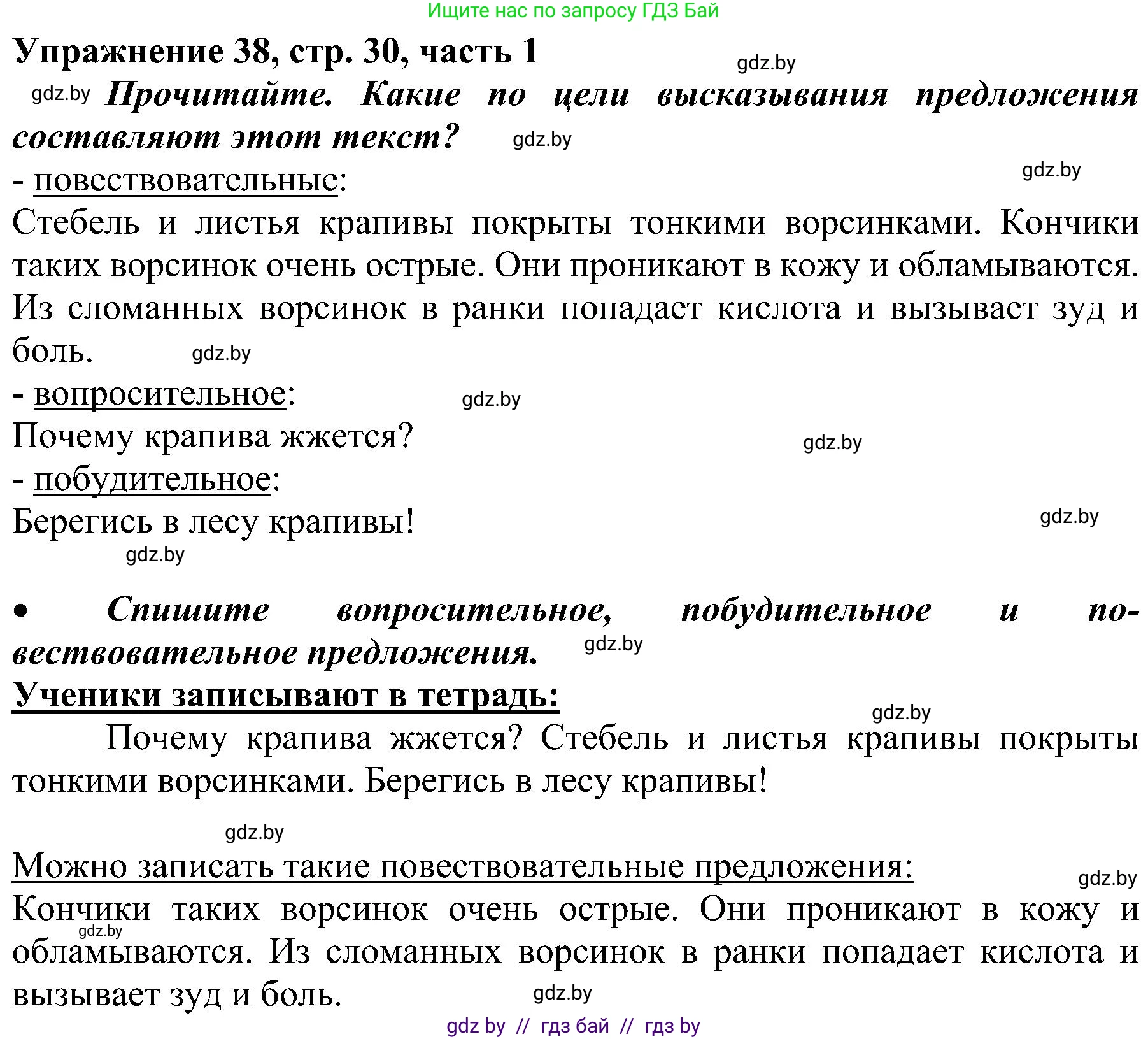 Русский язык, 3 класс Учебник, авторы: Антипова Маргарита Борисовна, Верниковская Алла Викторовна, Грабчикова Елена Самарьевна, издательство Национальный институт образования, Минск, 2023, Часть 1, страница 30, номер 38, Решение