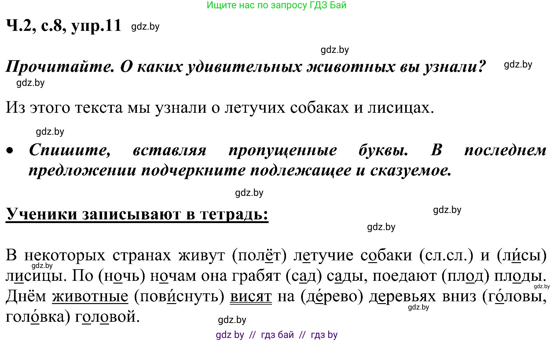Русский язык, 3 класс Учебник, авторы: Антипова Маргарита Борисовна, Верниковская Алла Викторовна, Грабчикова Елена Самарьевна, издательство Национальный институт образования, Минск, 2023, Часть 2, страница 8, номер 11, Решение