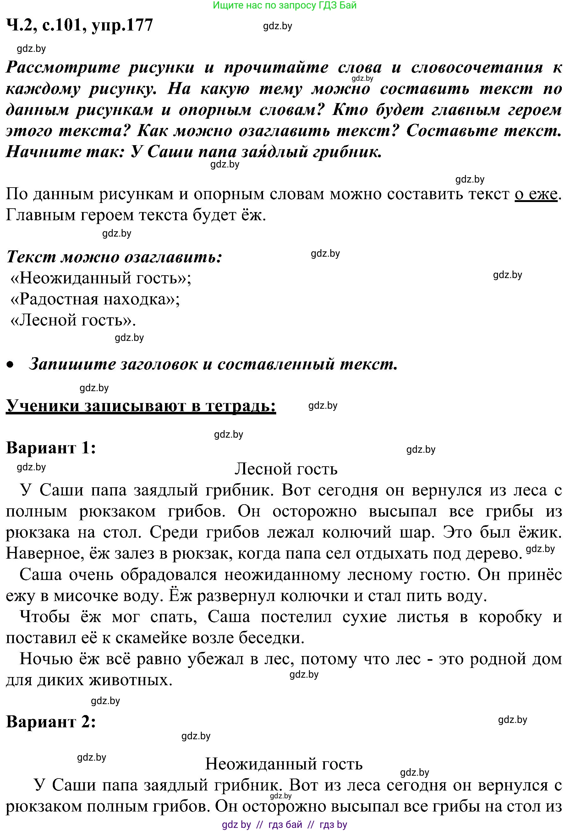 Русский язык, 3 класс Учебник, авторы: Антипова Маргарита Борисовна, Верниковская Алла Викторовна, Грабчикова Елена Самарьевна, издательство Национальный институт образования, Минск, 2023, Часть 2, страница 101, номер 177, Решение