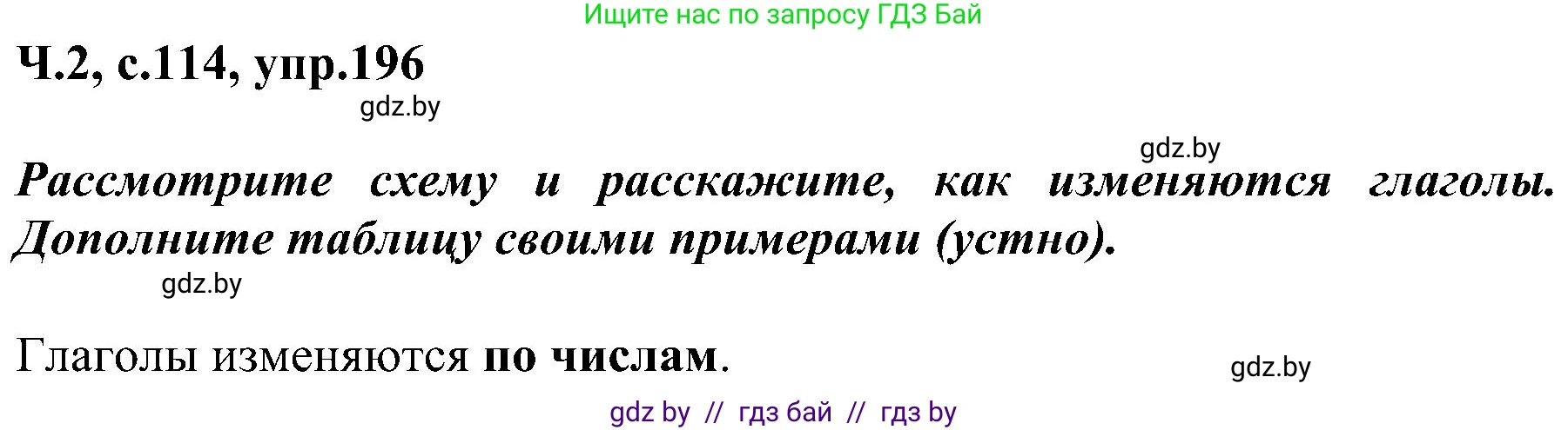 Русский язык, 3 класс Учебник, авторы: Антипова Маргарита Борисовна, Верниковская Алла Викторовна, Грабчикова Елена Самарьевна, издательство Национальный институт образования, Минск, 2023, Часть 2, страница 114, номер 196, Решение