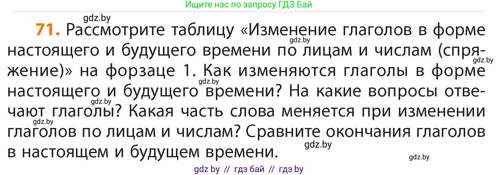 Русский язык, 4 класс Учебник, авторы: Антипова Маргарита Борисовна, Верниковская Алла Викторовна, Грабчикова Елена Самарьевна, издательство Академия образования, Минск, 2024, оранжевого цвета, Часть 2, страница 46, номер 71, Условие