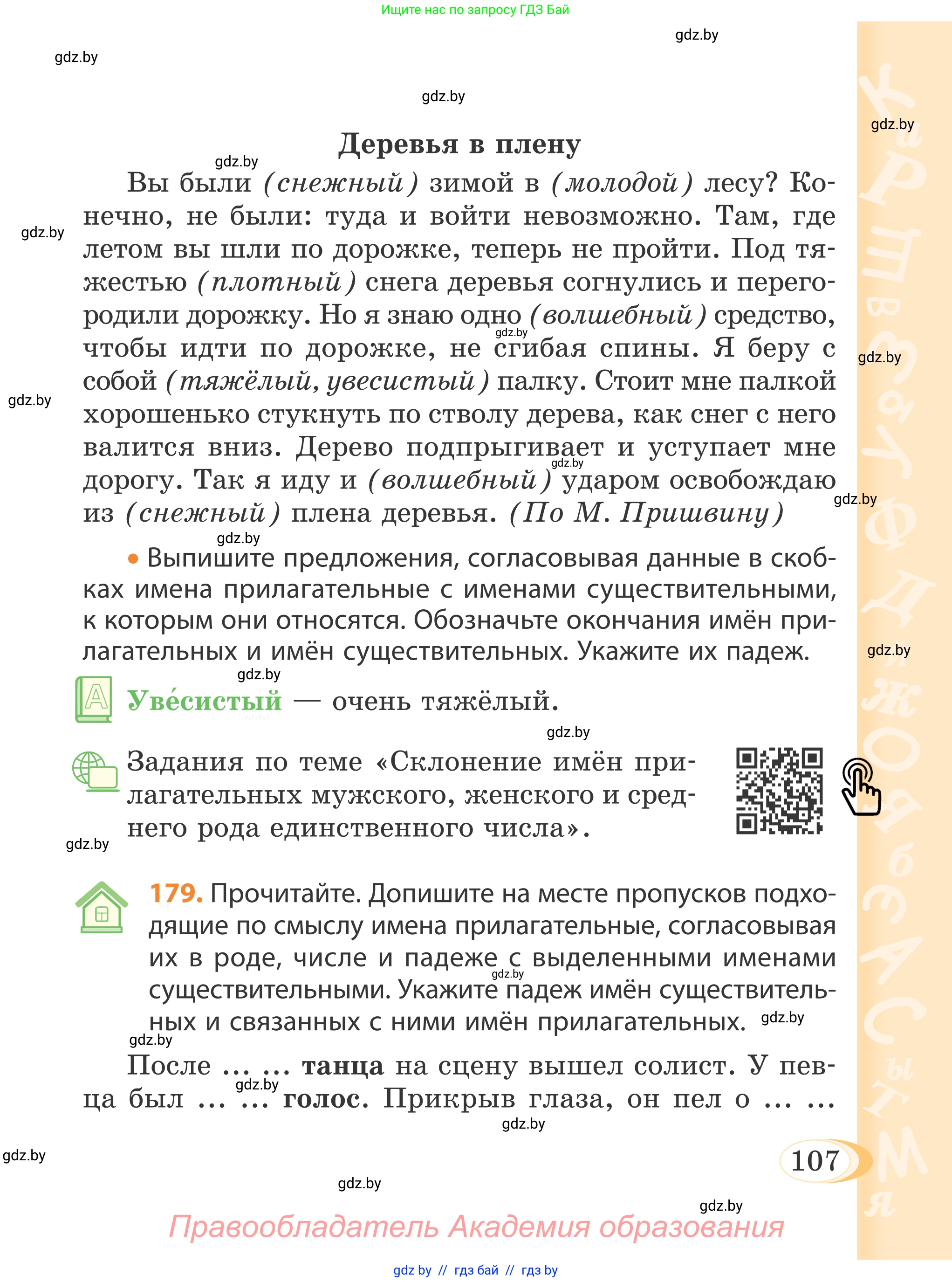 Русский язык, 4 класс Учебник, авторы: Антипова Маргарита Борисовна, Верниковская Алла Викторовна, Грабчикова Елена Самарьевна, издательство Академия образования, Минск, 2024, оранжевого цвета, Часть 1, страница 107