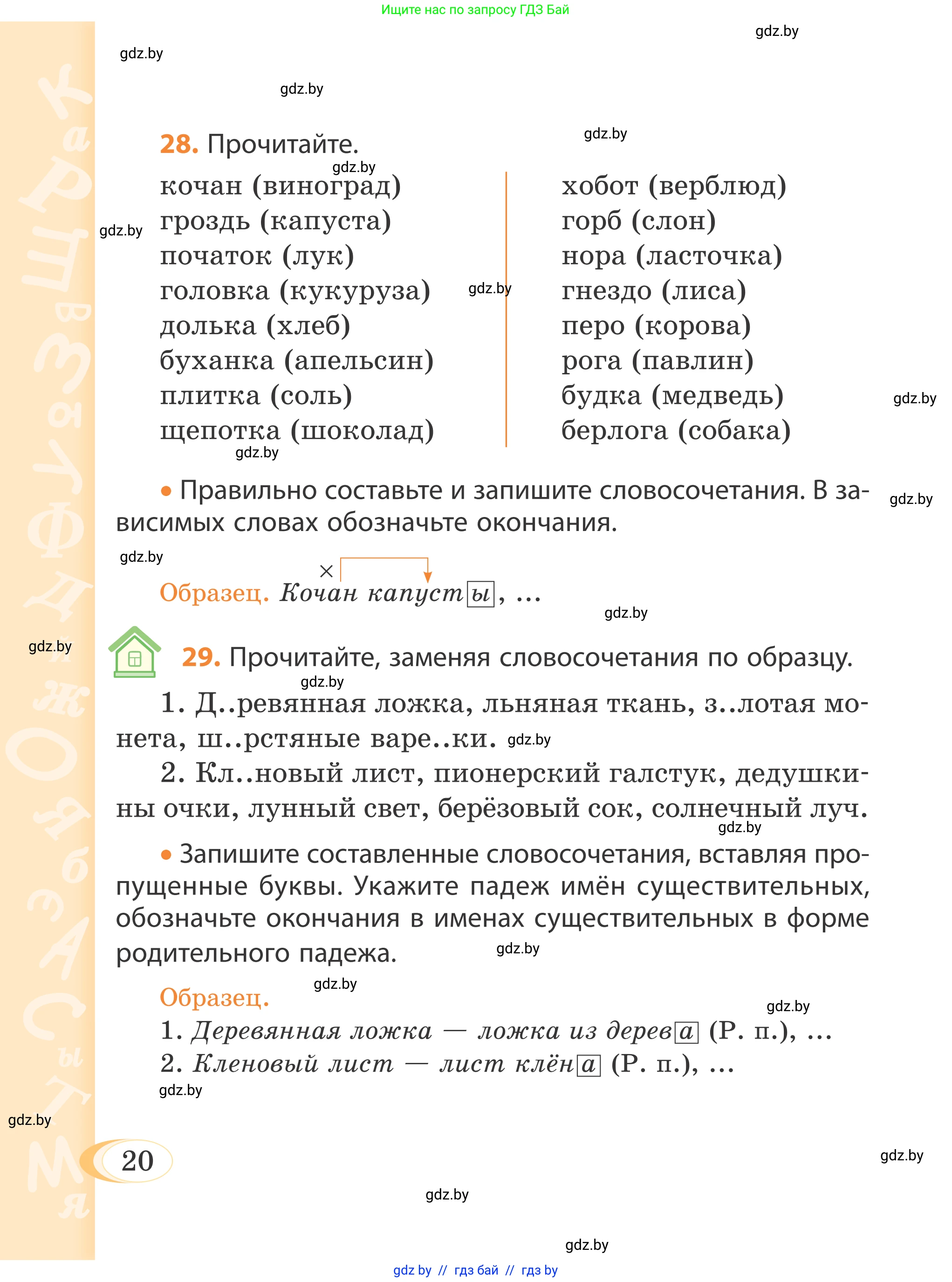 Русский язык, 4 класс Учебник, авторы: Антипова Маргарита Борисовна, Верниковская Алла Викторовна, Грабчикова Елена Самарьевна, издательство Академия образования, Минск, 2024, оранжевого цвета, Часть 1, страница 20