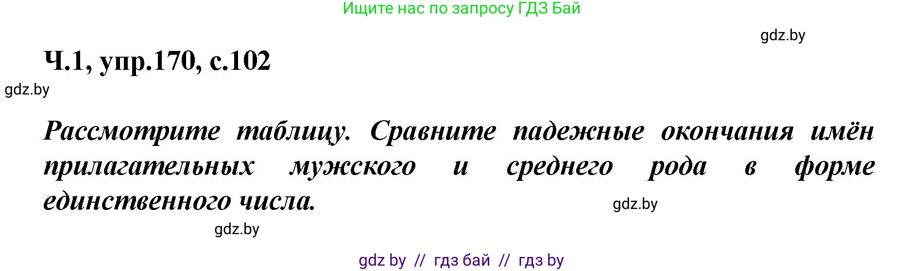 Русский язык, 4 класс Учебник, авторы: Антипова Маргарита Борисовна, Верниковская Алла Викторовна, Грабчикова Елена Самарьевна, издательство Академия образования, Минск, 2024, оранжевого цвета, Часть 1, страница 102, номер 170, Решение