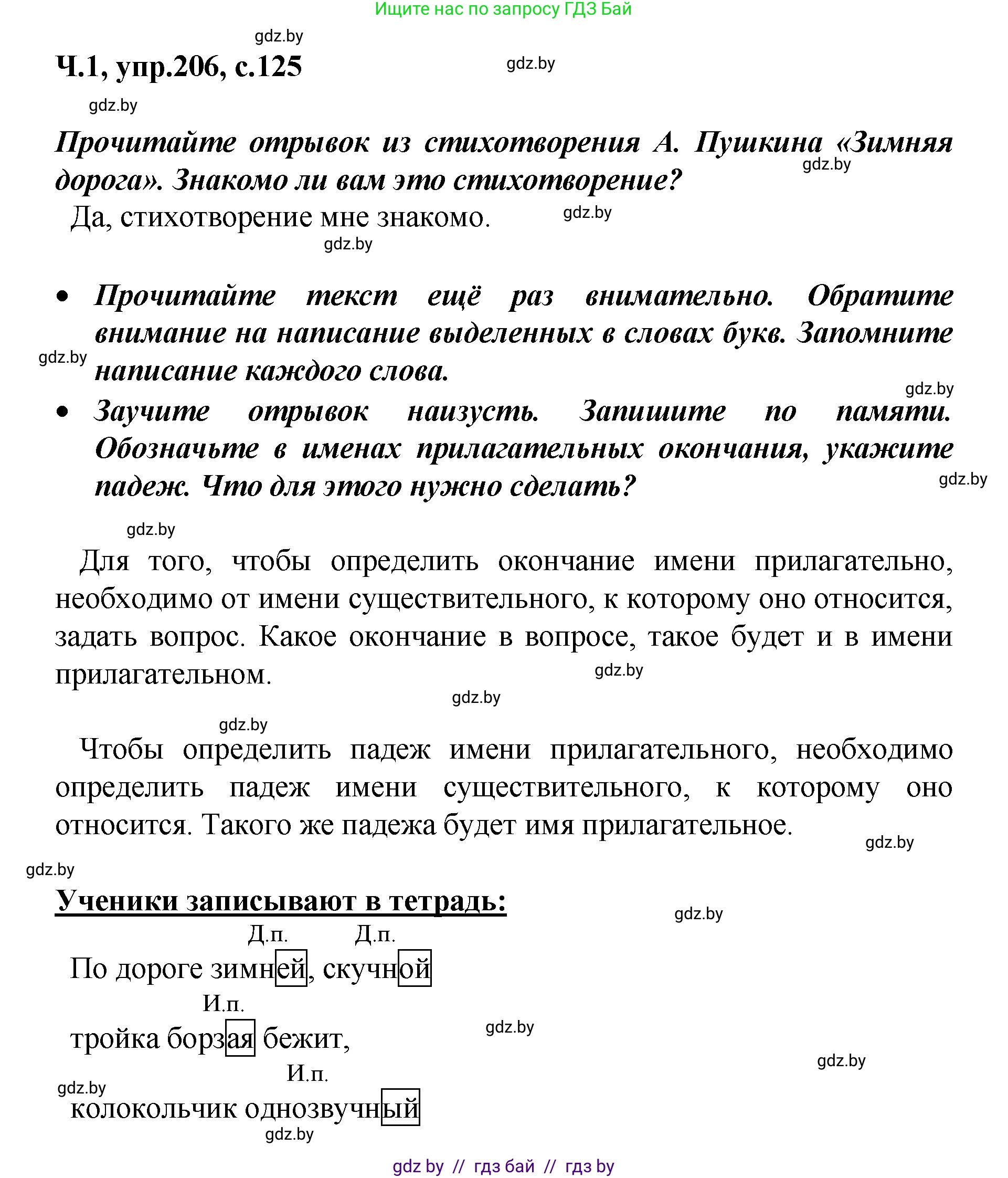 Русский язык, 4 класс Учебник, авторы: Антипова Маргарита Борисовна, Верниковская Алла Викторовна, Грабчикова Елена Самарьевна, издательство Академия образования, Минск, 2024, оранжевого цвета, Часть 1, страница 125, номер 206, Решение