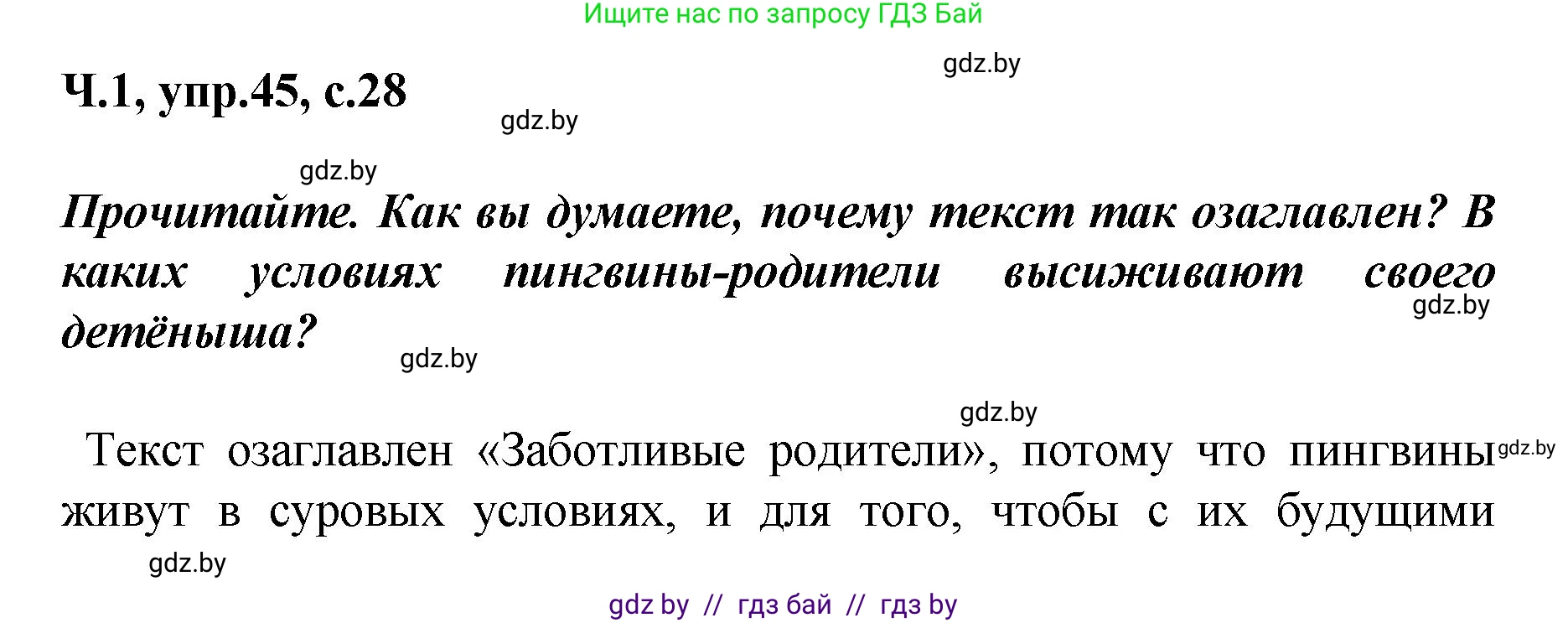 Русский язык, 4 класс Учебник, авторы: Антипова Маргарита Борисовна, Верниковская Алла Викторовна, Грабчикова Елена Самарьевна, издательство Академия образования, Минск, 2024, оранжевого цвета, Часть 1, страница 28, номер 45, Решение