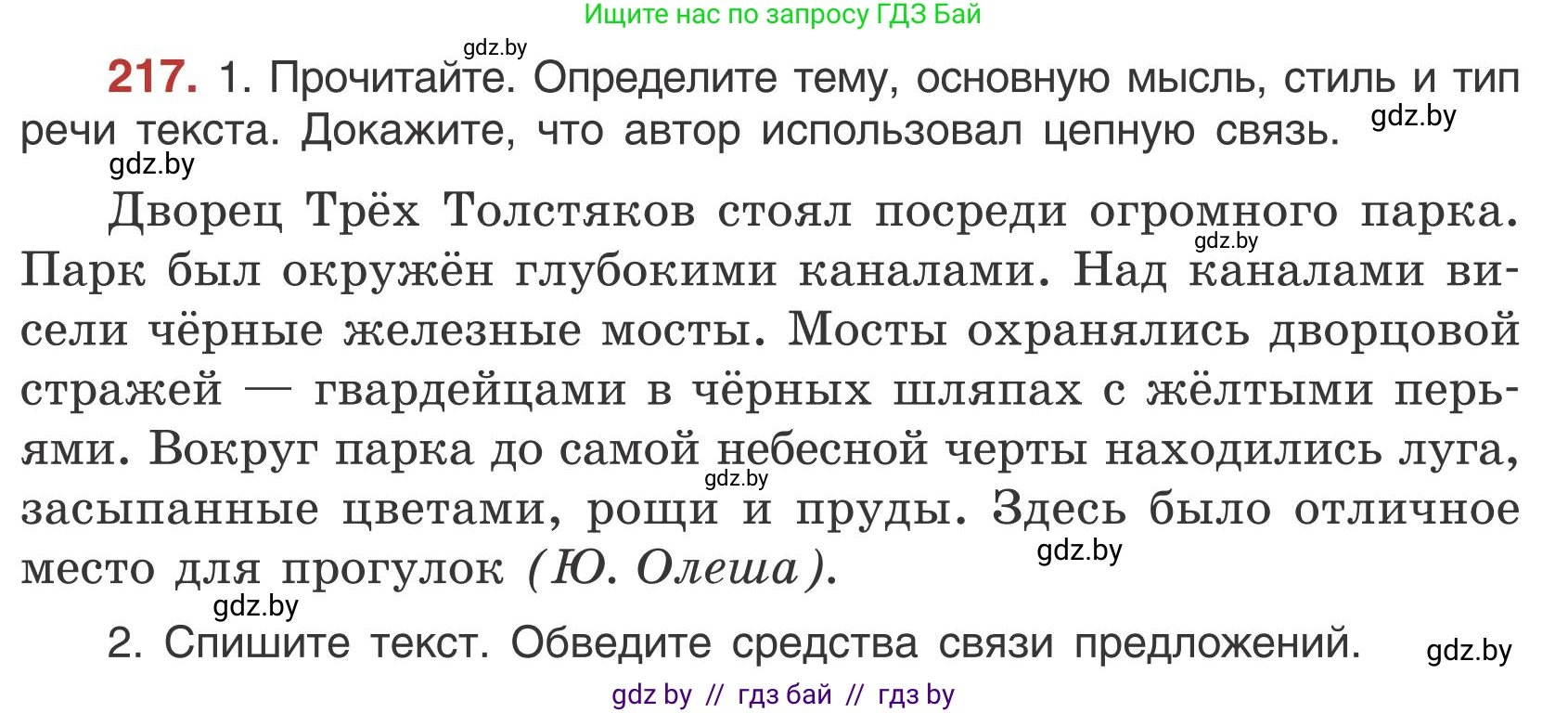 Русский язык, 5 класс Учебник, авторы: Мурина Лариса Александровна, Игнатович Татьяна Владимировна, Жадейко Жанна Фёдоровна, издательство Академия образования, Минск, 2025, голубого цвета, Часть 1, страница 125, номер 217, Условие